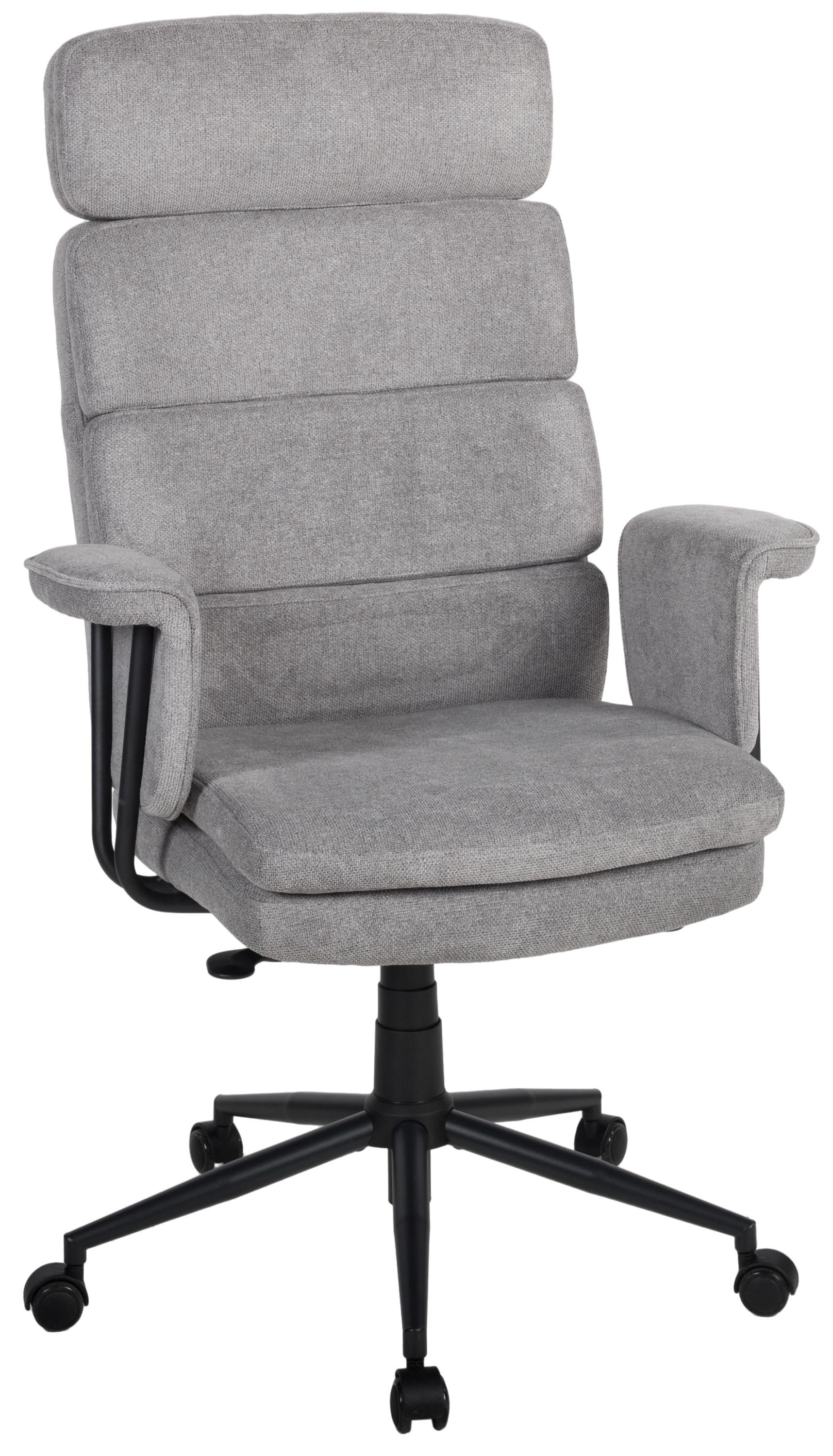 Chefsessel DUO COLLECTION "Chefsessel Junis", grau (grau, schwarz), B:77cm H:117cm T:78cm, 100% Polyester, Stühle, Chefsessel, Kopfstütze in Höhe und Neigung verstellbar, Sitztiefenverstellung