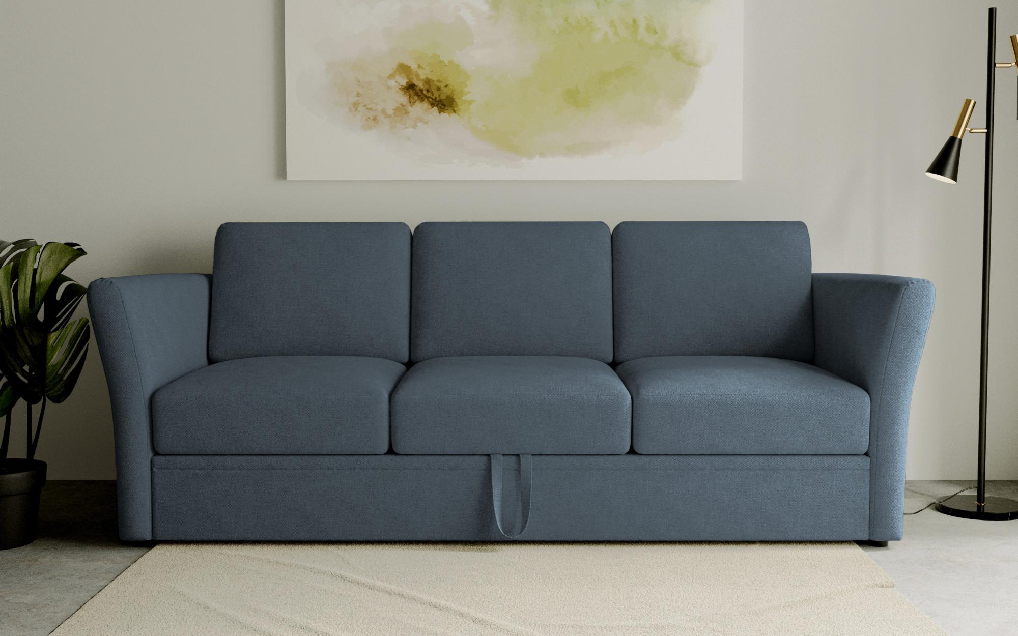 3-Sitzer HOME AFFAIRE "Lavars Schlafsofa", blau, B:230cm H:90cm T:89cm, 53% strukturiertes Polyester, 47% Polyester, Sofas, 3-Sitzer, mit Bettfunktion, in zwei verschiedenen Bezugsqualitäten