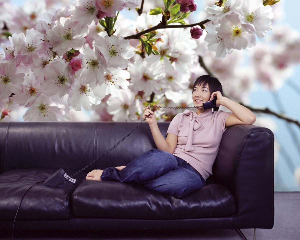 Fototapete KOMAR "Vlies Fototapete - Spring - Größe 368 x 254 cm", rosa,weiß, B:3,68m H:254m, Vlies, Tapeten, Fototapete