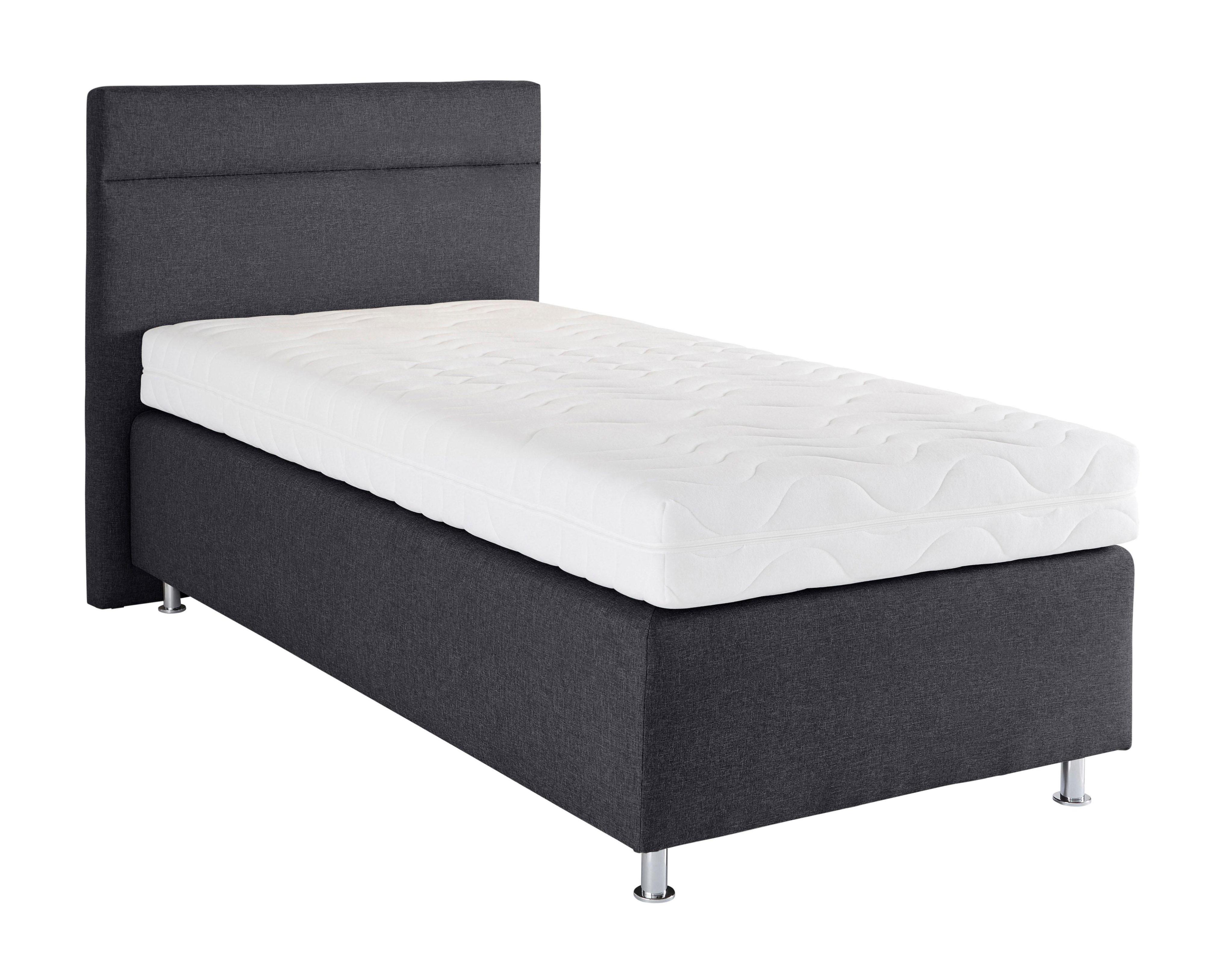 Boxspringbett, grau (strukturstoff anthrazit), ohne LED-Beleuchtung, Liegefläche B/L: 100cm x 200cm, H2 + H2, 7-Zonen-Kaltschaummatratze, Bezug Unterbox und Kopfteil: Strukturstoff (77% Polyester und 23% Viskose);Bezug Obermatratze 100% Polyester, waschbar bis 60C, WESTFALIA SCHLAFKOMFORT, Komplettbetten, Boxspringbett, wahlweise mit LED-Beleuchtung