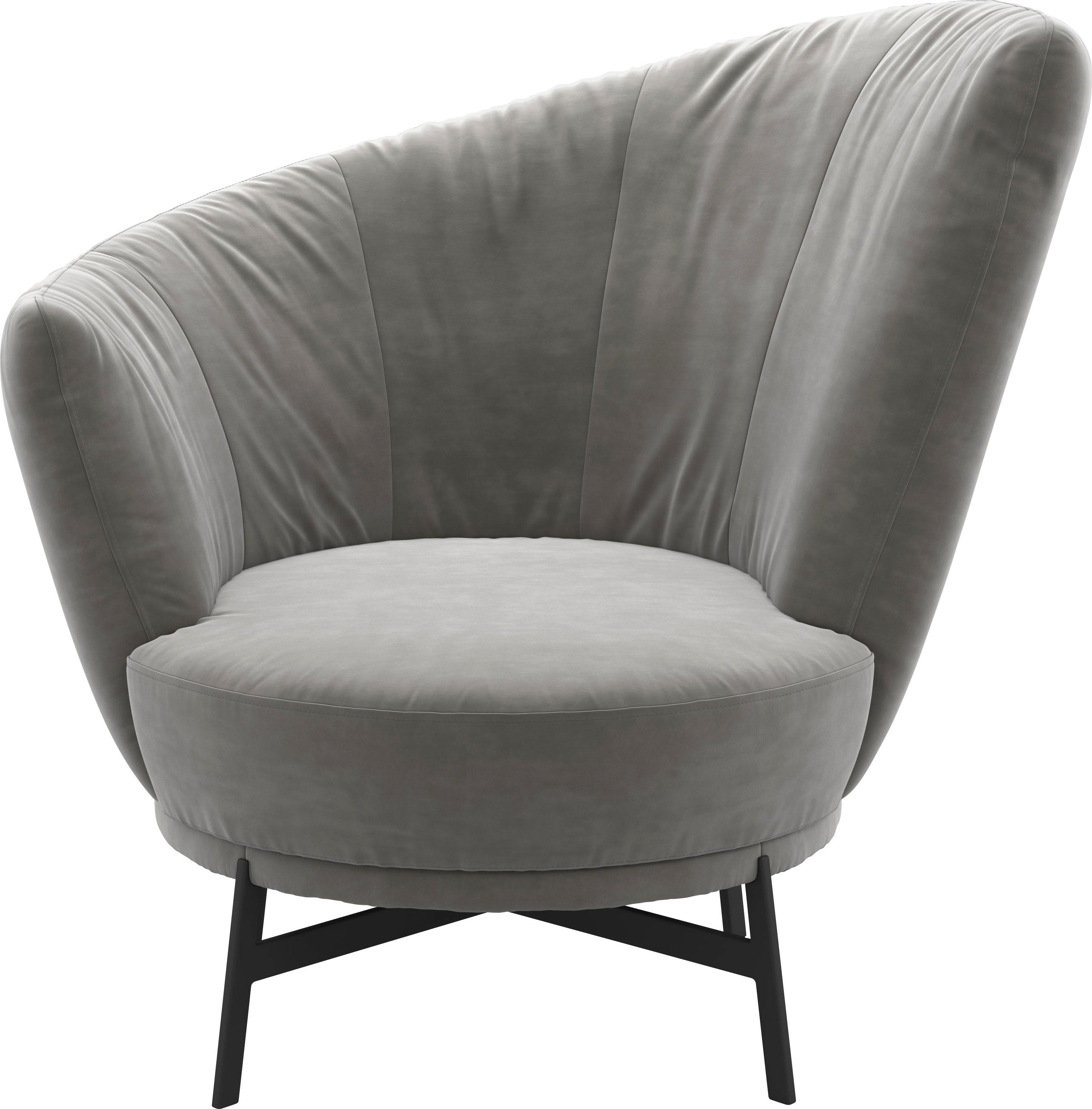 Drehsessel MUSTERRING "Kleo", silber (silber samt), B:97cm H:95cm T:88cm, 100% Polyester, Sessel, Drehsessel, mit Drehfunktion um 360, inklusive Nierenkissen