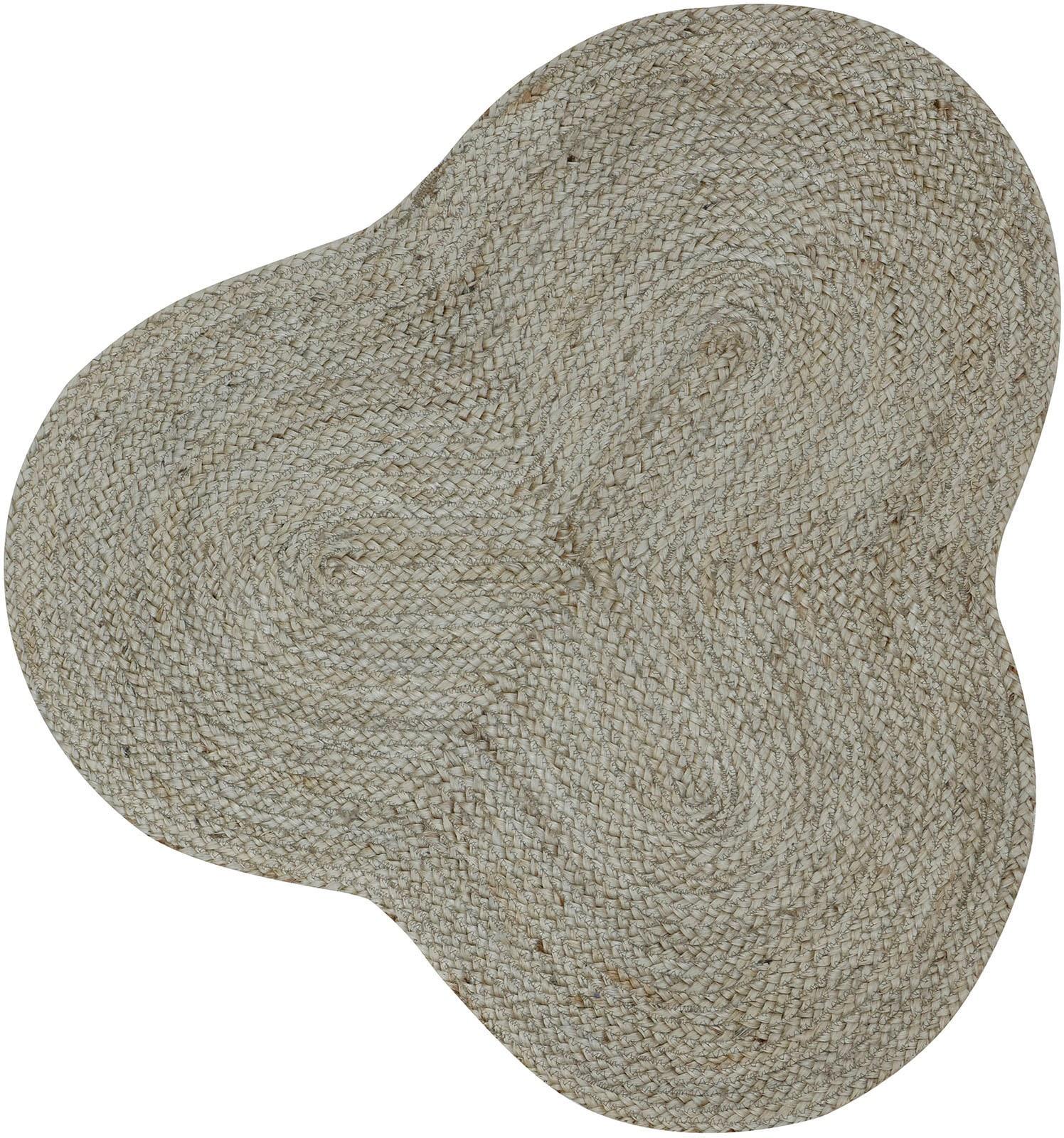 Teppich CARPETFINE "Alia Juteteppich", grau (taupe), B:120cm H:10mm L:120cm, Jute, Teppiche, Teppich, handgewebt aus Jute, Naturteppich, Sonderform blau, Boho Style, uni