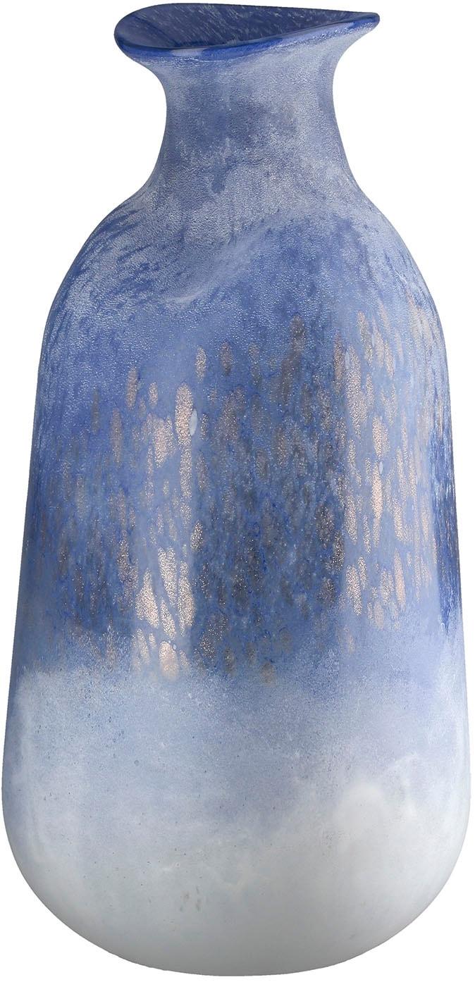 Tischvase GILDE "Vase Azur blau H. 37 cm", blau, B:17cm H:37cm T:17cm, Glas, Vasen, Tischvase