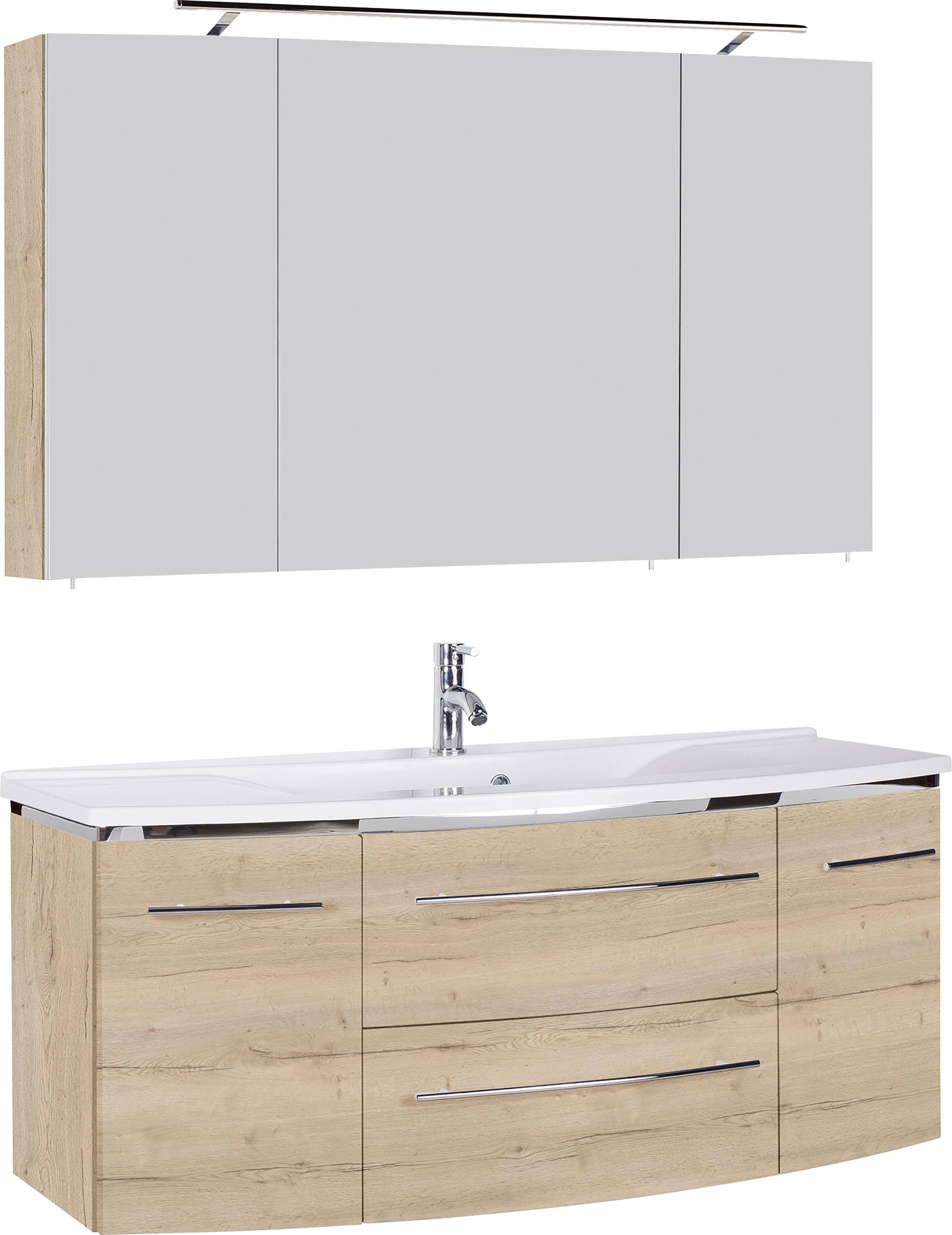 Badmöbel-Set SAPHIR "3040", weiß (eiche struktur weiß, eiche struktur weiß), B:120cm, Kastenmöbel-Sets, Badmöbel-Set, Breite 120 cm