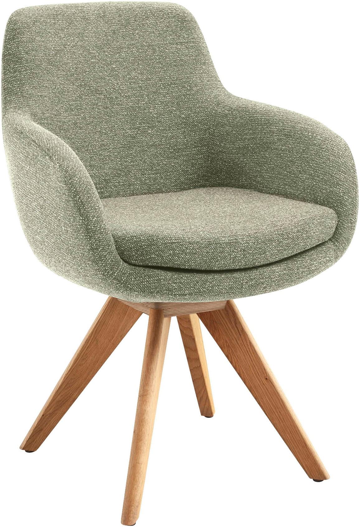 Esszimmerstuhl MUSTERRING "Tavia", grün (oliv, eiche bianco), B:62cm H:86cm T:66cm, Stühle, Esszimmerstuhl, Stativgestell Eiche Bianco, Drehfunktion optional, diverse Farben