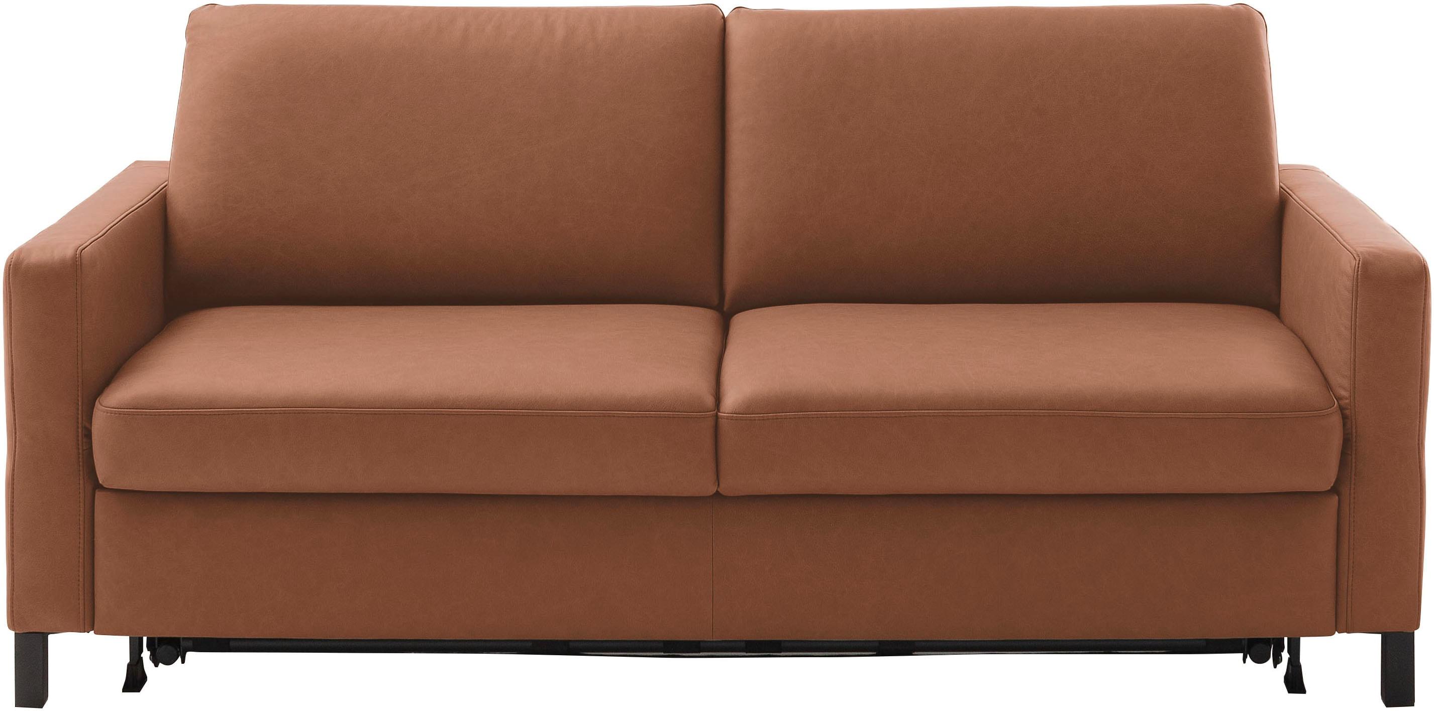 Schlafsofa HOME AFFAIRE "Calestra, Lederbezug, 3-Sitzer mit Kaltschaummatratze, Breite 208 cm", braun, B:208cm H:86cm T:102cm, 100% Leder, Sofas, Schlafsofa, Längsschläfer mit echter Dauerschläferfunktion & flexibel stellbar