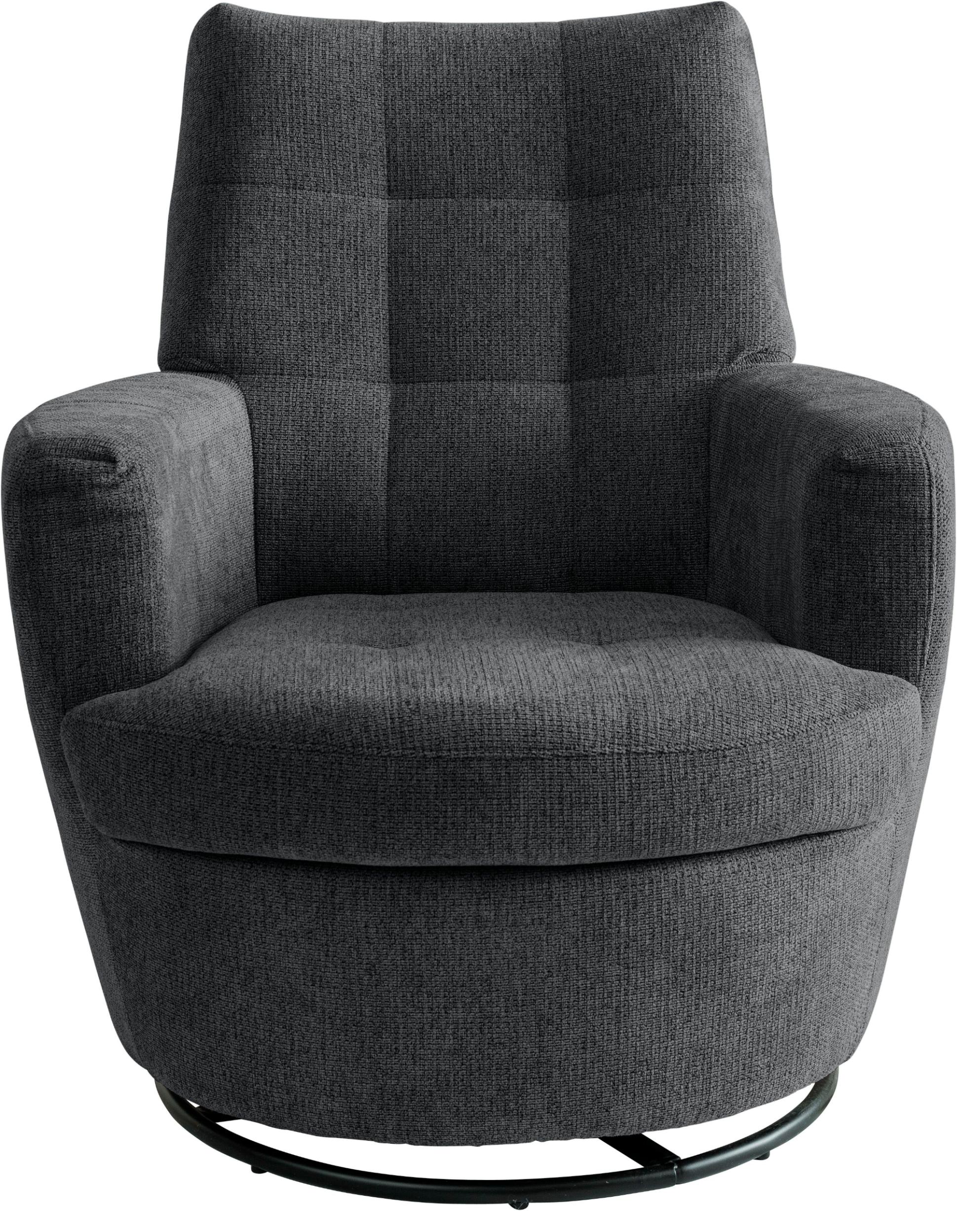 Drehsessel ALINA "Yuri", grau (dunkelgrau gfs 89), B:80cm H:93cm T:92cm, Chenille GFS (100% Polyester), Sessel, Drehsessel, mit Dreh und Wippfunktion, passend zu Hocker Yuri