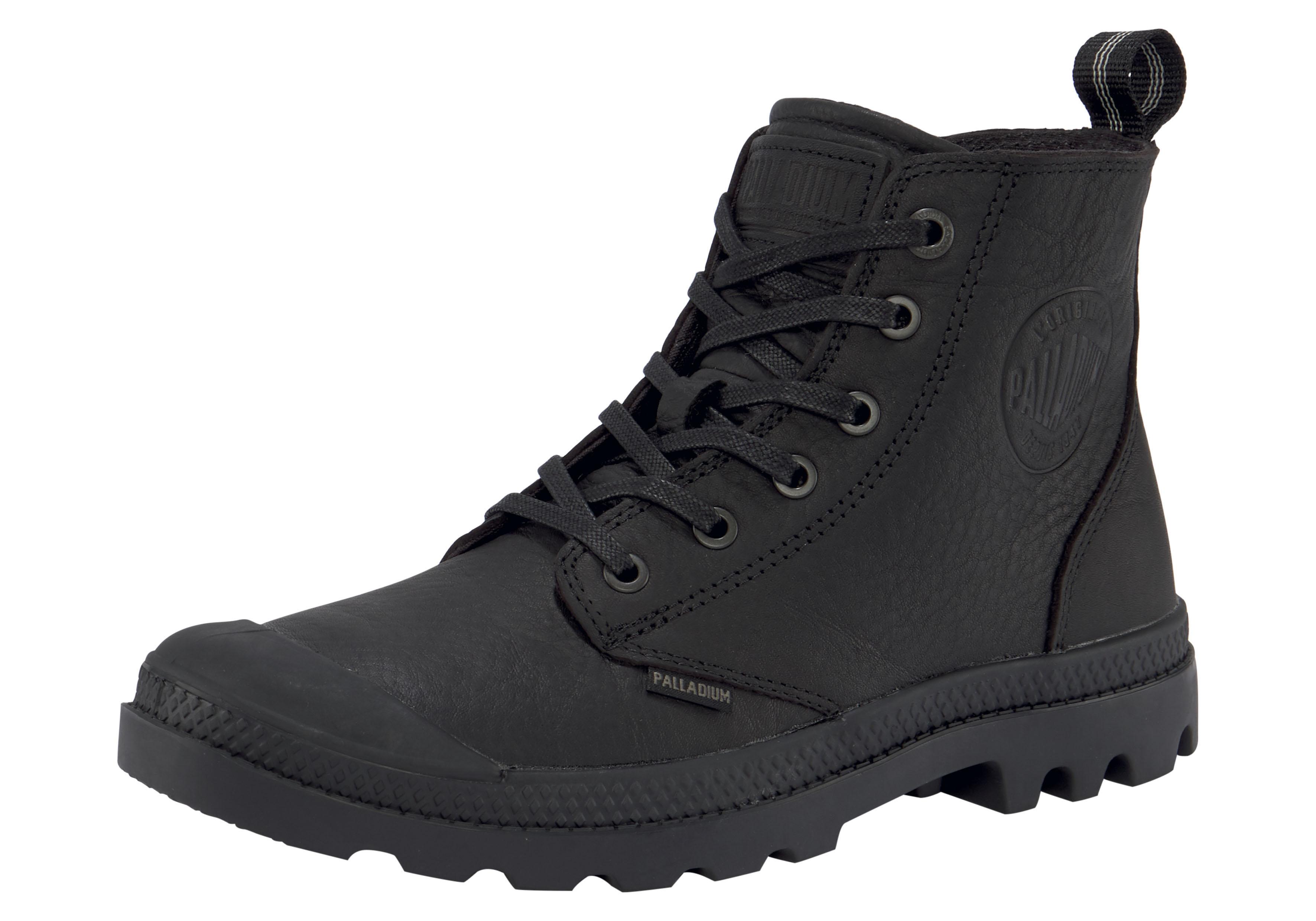 Schnürboots PALLADIUM "PAMPA ZIP LTH ESS", Damen, Gr. 39, schwarz, Leder, Schuhe Schnürboots, Winterschuhe, Winterboots, Schnürstiefel, Winterstiefel Reißverschluss