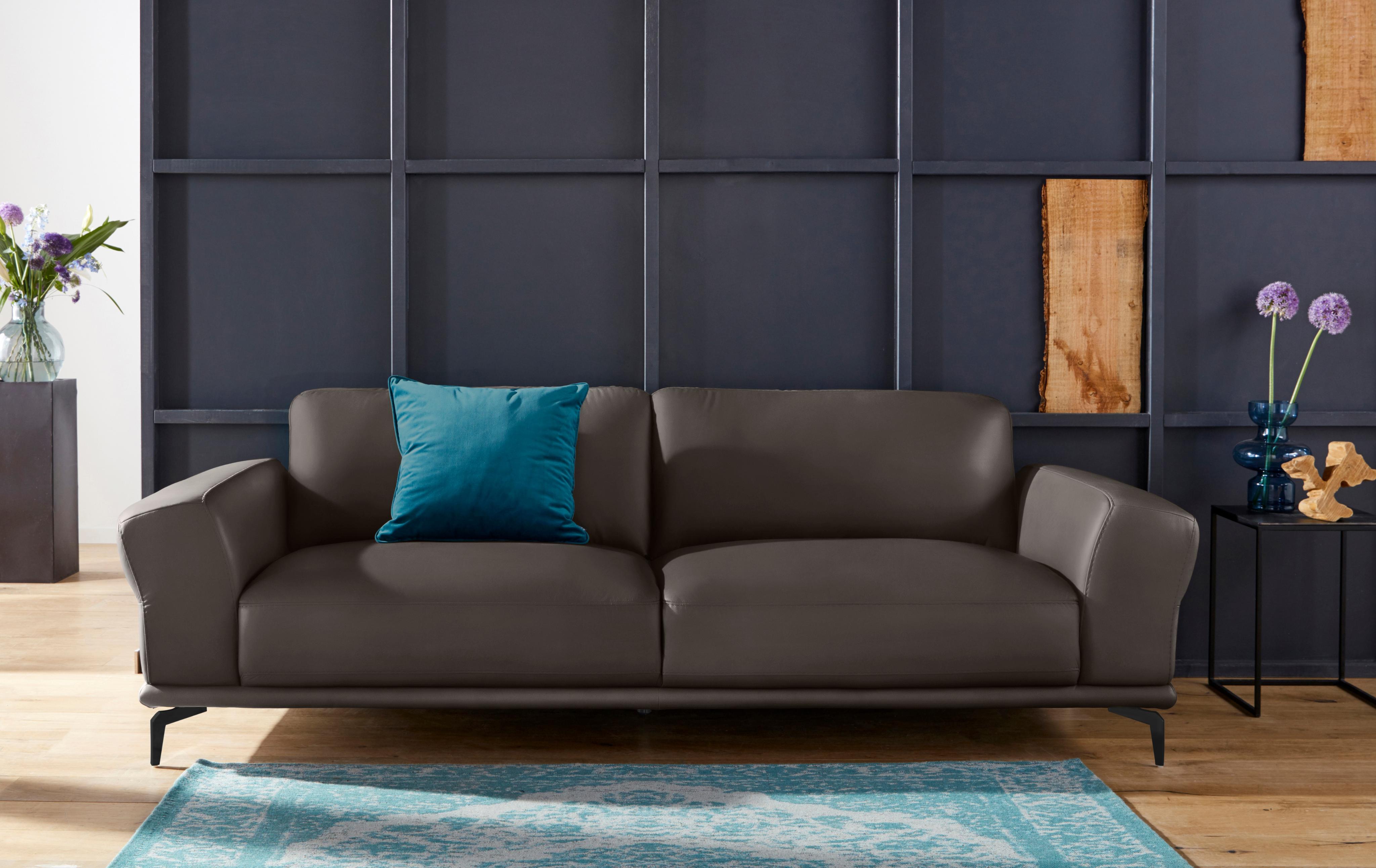 2,5-Sitzer W.SCHILLIG "montanaa", braun (braun z59), B:232cm H:78cm T:94cm, Sofas, 2 5-Sitzer, mit Metallfüßen in Schwarz pulverbeschichtet, Breite 232 cm