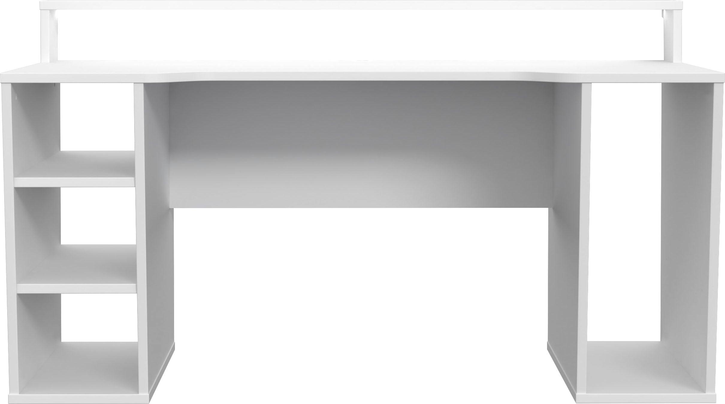 Gamingtisch FORTE "Tezaur", weiß, B:160cm H:91cm T:72cm, Tische, Gamingtisch, wahlweise mit RGB-Beleuchtung