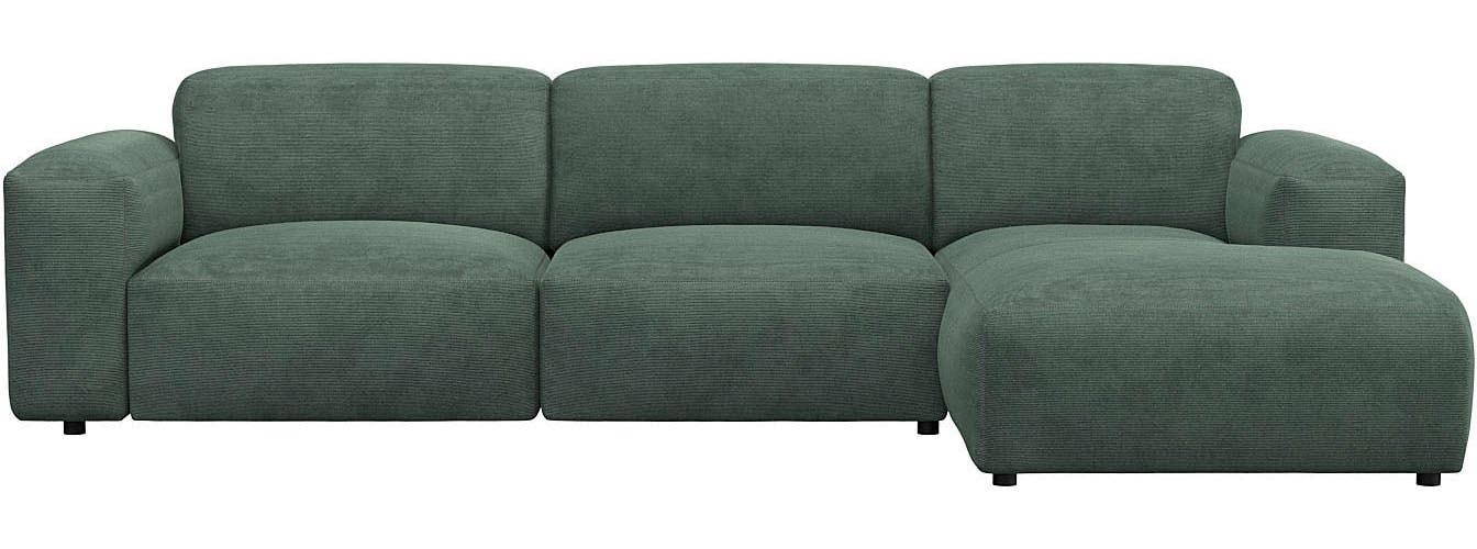 Ecksofa FLEXLUX "Lucera bequem und komfortabel durch hochwertigen Sitzaufbau, L.Form", grün (dusty grün), B:284cm H:73cm T:171cm, 85% Polyester/15%Polyamide, Sofas, Ecksofa, modern & anschmiegsam, Kaltschaum, Stahl-Wellenunterfederung