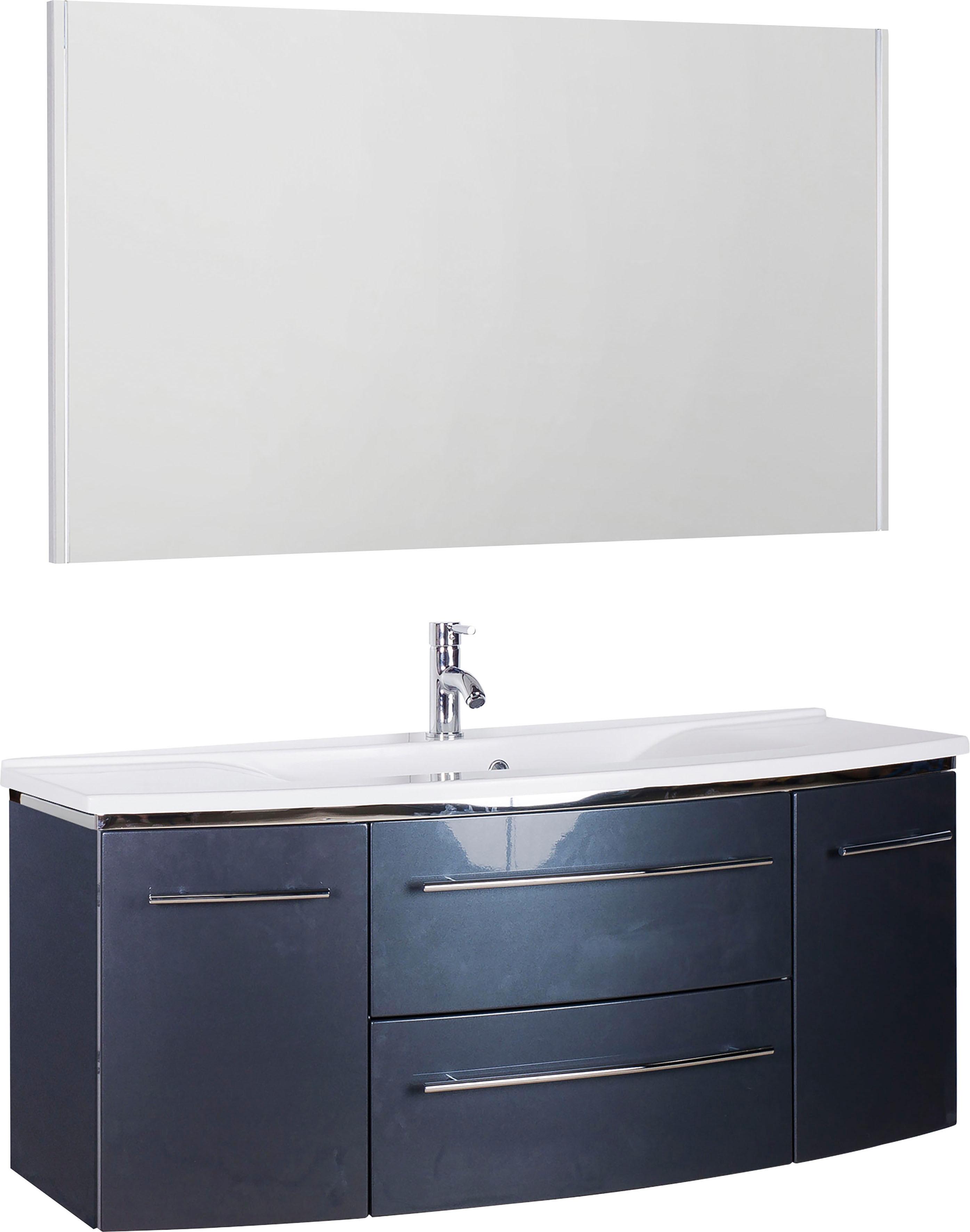 Badmöbel-Set SAPHIR "3040", grau (anthrazit glanz, anthrazit glanz), B:120cm, Kastenmöbel-Sets, Badmöbel-Set, Breite 120 cm