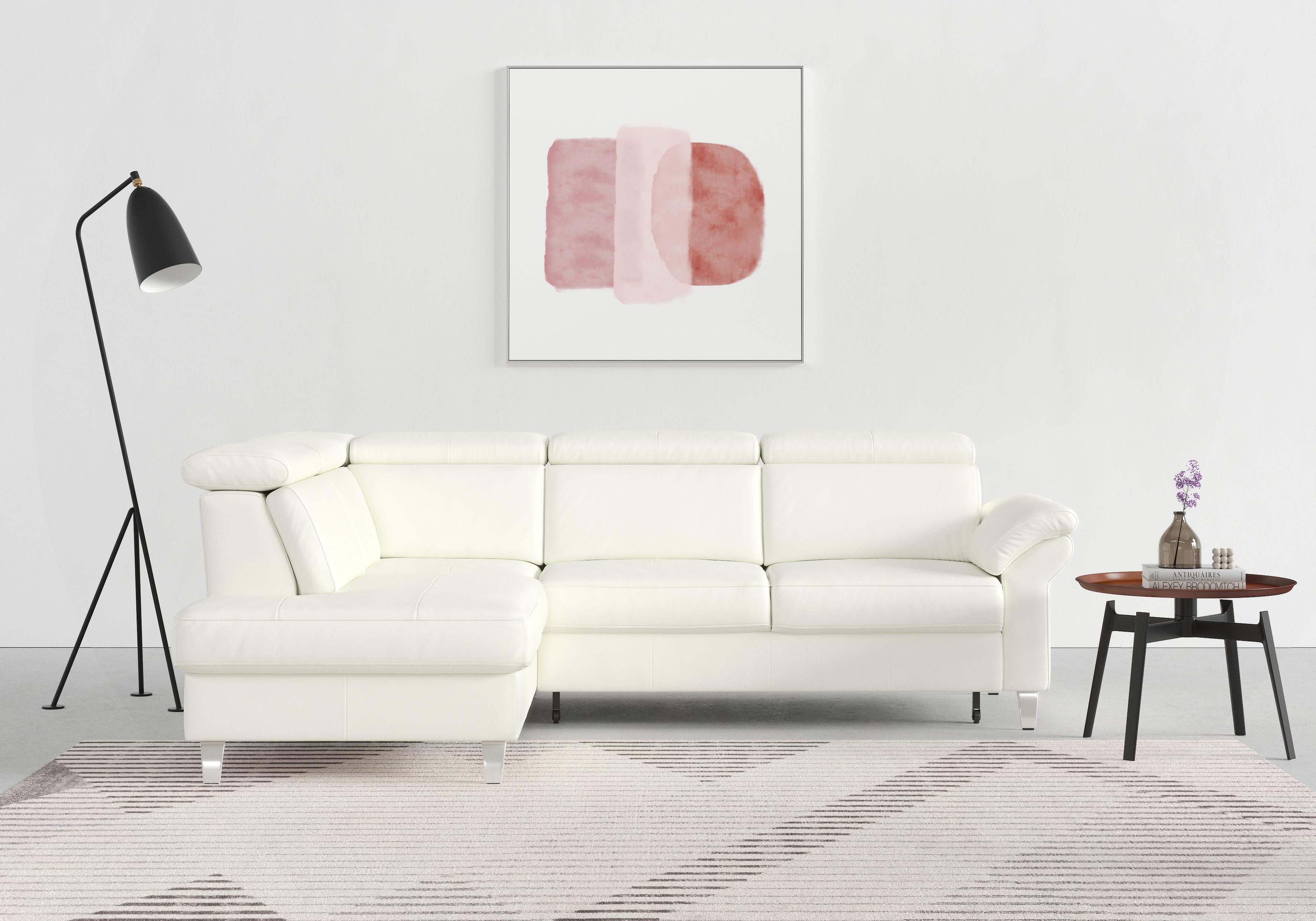 Ecksofa SIT & MORE "Arngast L-Form", weiß (reinweiß), B:245cm H:84cm T:194cm, Sofas, Ecksofa, inklusive Kopfteilverstellung und Federkern