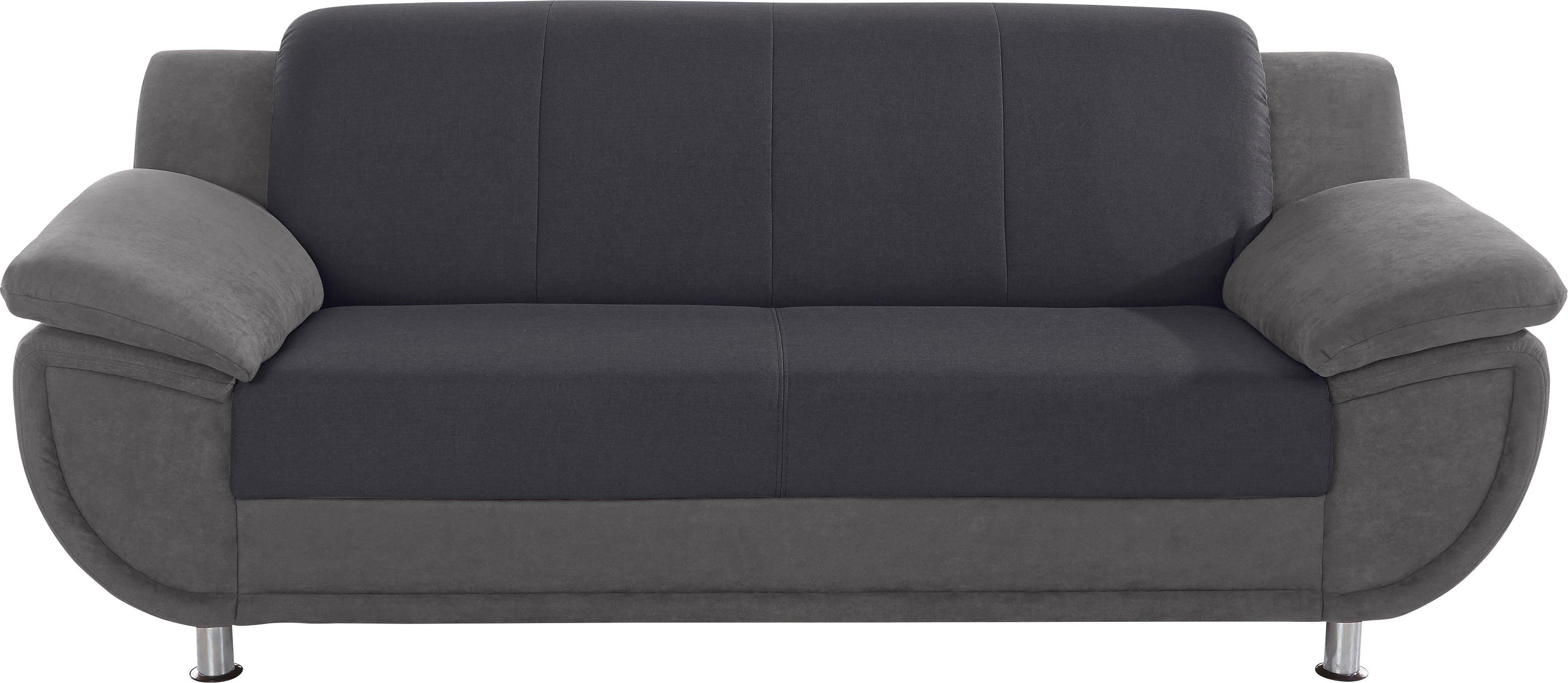 3-Sitzer TRENDMANUFAKTUR "Rondo 3, zeitlos und modern, bequem, Materialmix", grau (grau, dunkelgrau), B:207cm H:85cm T:94cm, Luxus-Microfaser ALCAZAR (100% Polyester) / Feinstruktur (100% Polyester);Kunstleder SOFTLUX / Struktur (77% Polyester; 23% Polyacryl), Sofas, 3-Sitzer, wahlweise mit Federkern, extrabreite Armlehnen zum Relaxen