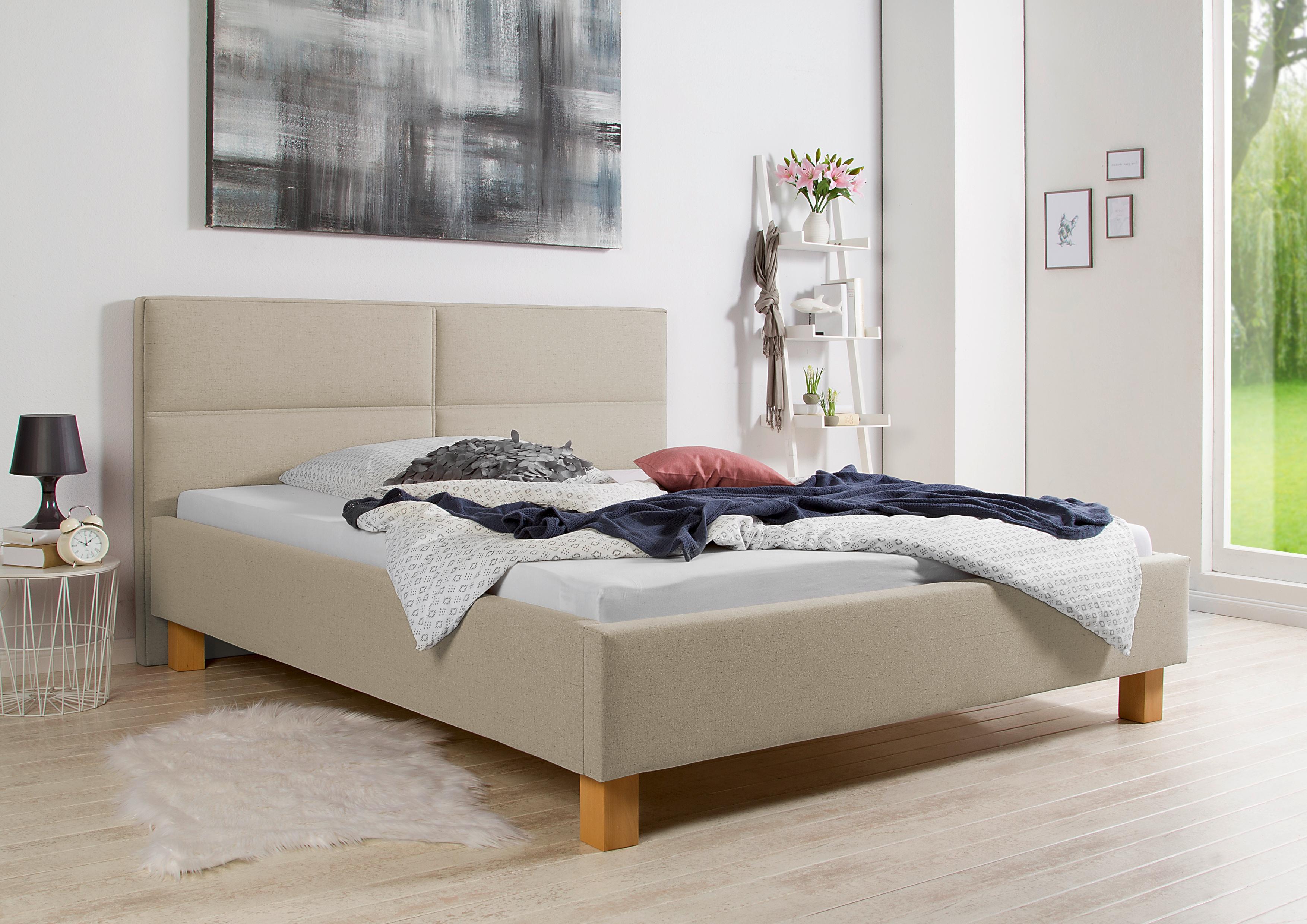 Polsterbett MAINTAL "Derryville", beige (creme, beige), B:173cm H:107cm L:214cm, Betten, Polsterbett, Bettseiten zerlegt, ohne Bettkasten