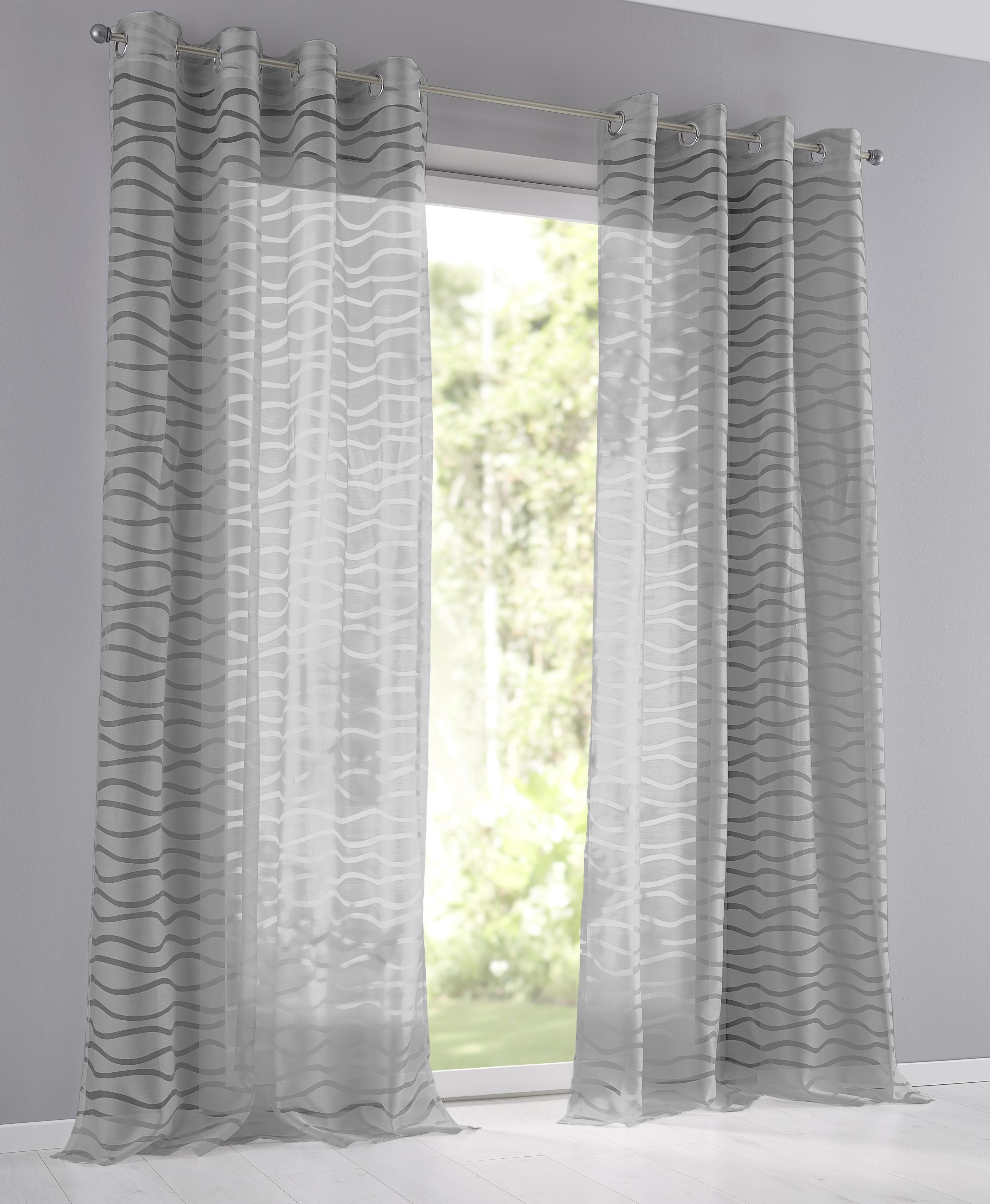 Vorhang KUTTI "Enya" Gr. 4, grau, B:135cm H:245cm, Baumwolle, Polyester, Gardinen, Vorhang, Ausbrenner, modernes Design