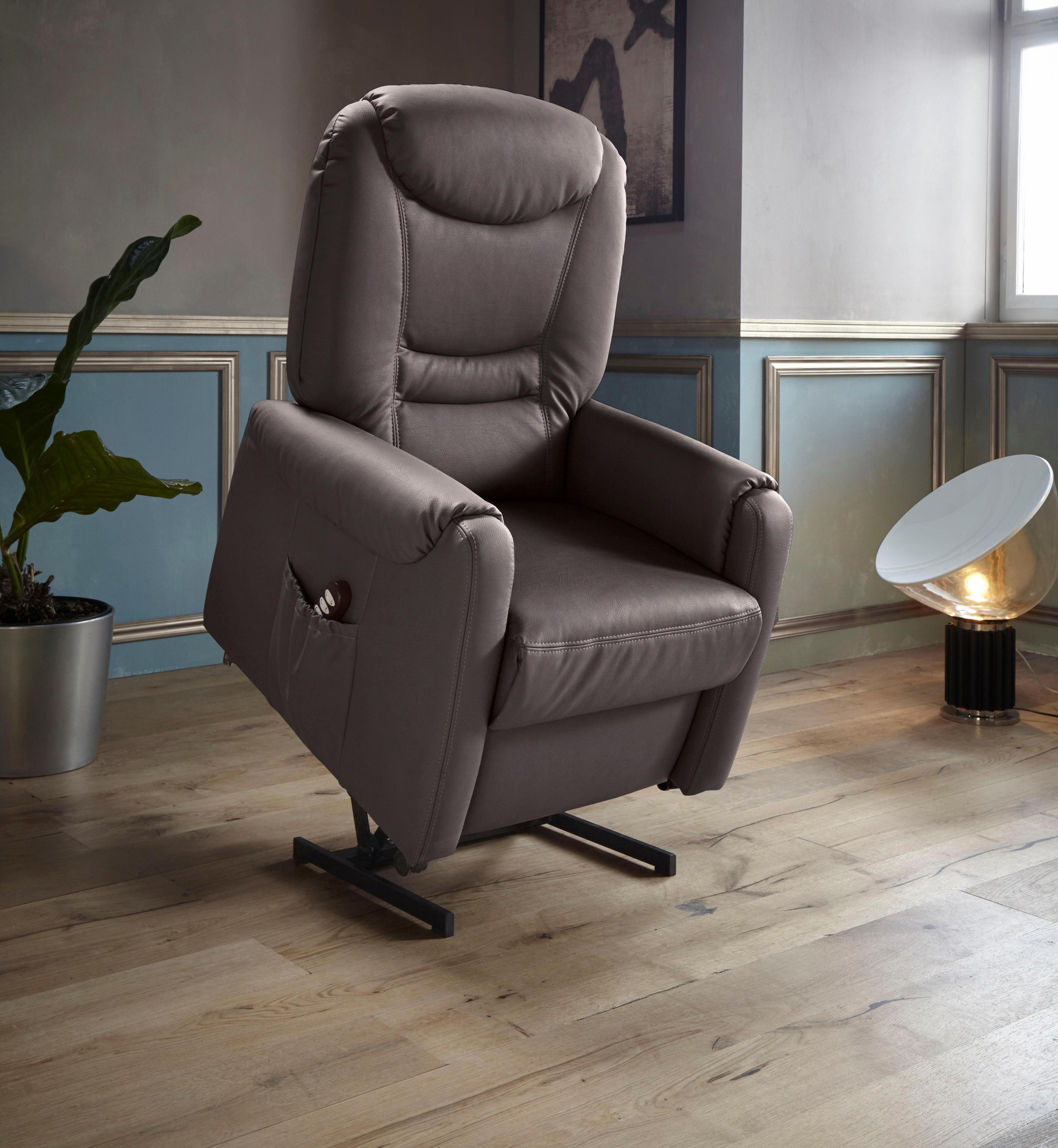 TV-Sessel SIT & MORE "Morten", braun (mokka), B:76cm H:113cm T:78cm, Luxus-Kunstleder;NaturLEDER (echtes Rindsleder);Luxus-Microfaser (100% Polyester), Sessel, TV-Sessel, in Größe M, wahlweise mit Motor und Aufstehhilfe