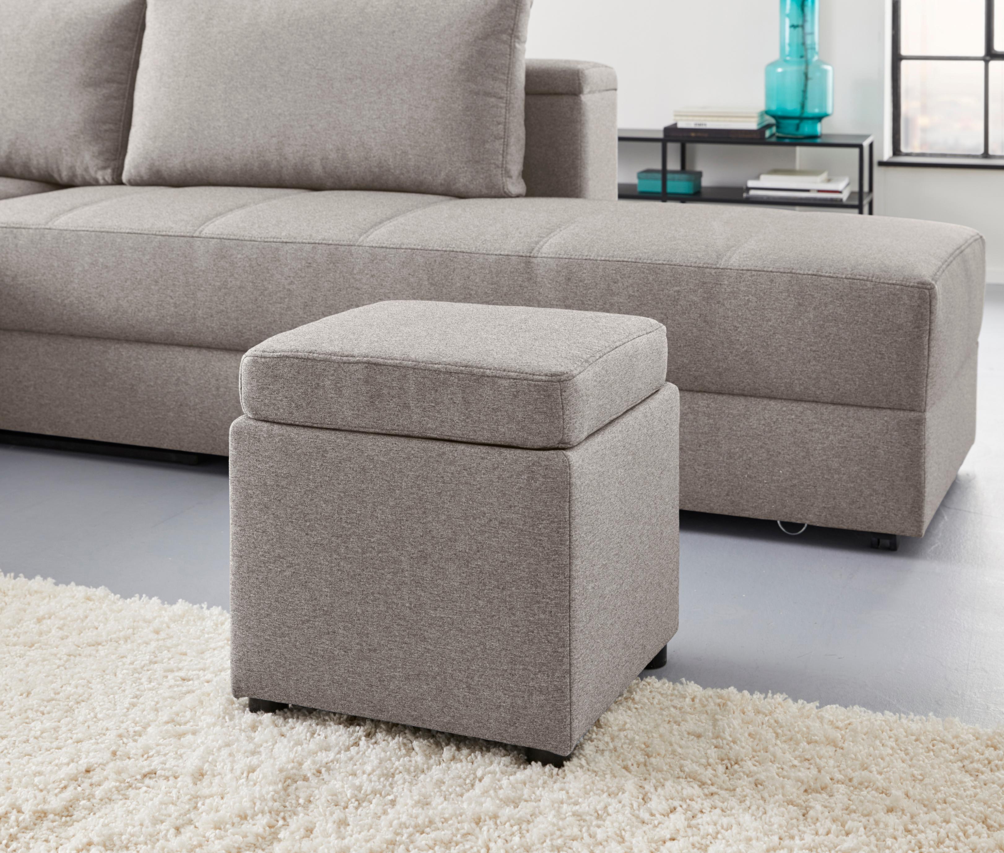 Hocker "LooksIII", grau (hellgrau), B:45cm H:47cm T:45cm, LOOKS BY WOLFGANG JOOP, Hocker, Hocker, inklusive Stauraum, wandelbar zum Tisch