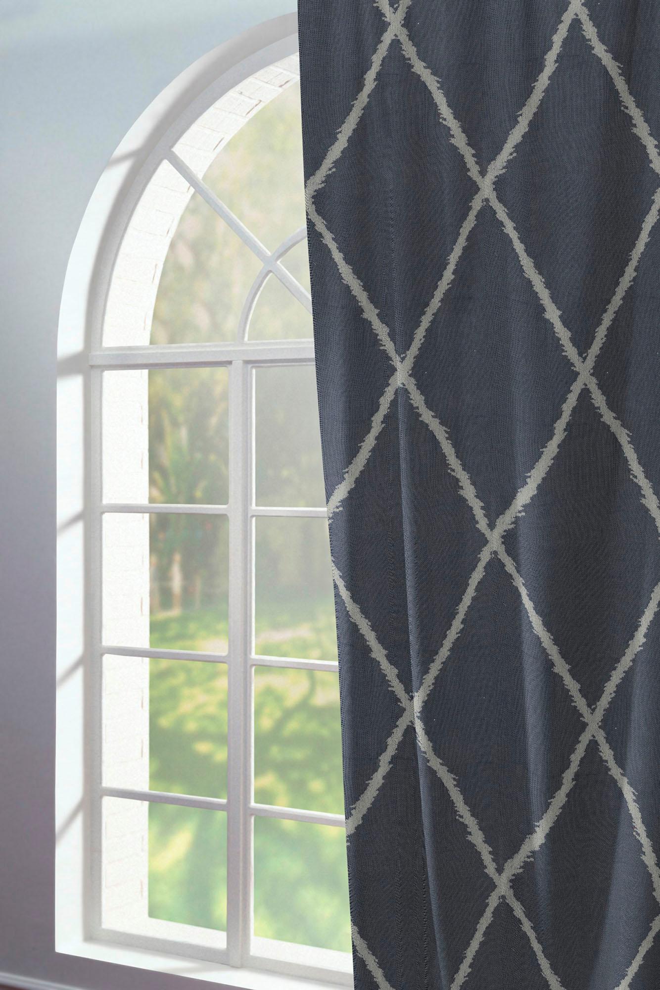 Vorhang ADAM "Casket Valdelana" Gr. 1, blau (dunkelblau), B:145cm H:145cm, Jacquard, Baumwolle (Bio-Baumwolle), Gardinen, Vorhang, aus 100% Bio-Baumwolle