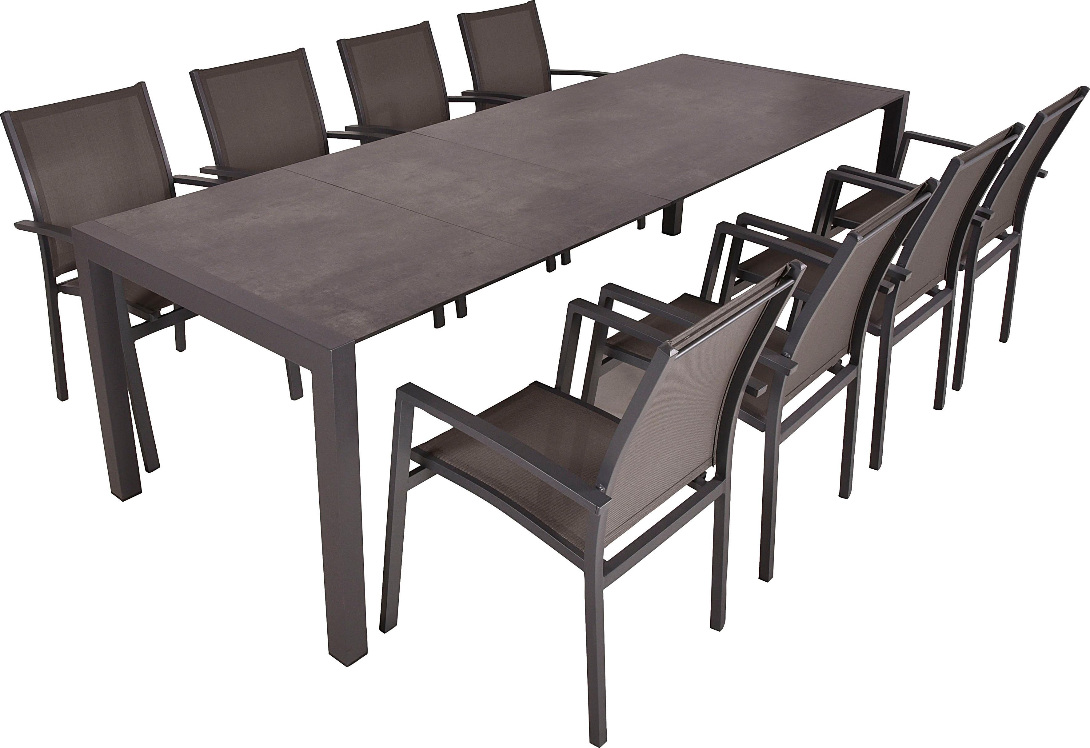 Garten-Essgruppe GARDEN PLEASURE "SOPHIA", grau, Aluminium, Sitzmöbel-Sets, Garten-Essgruppe, Ausziehbarer Tisch, Stühle stapelbar, geeignet für 8 Personen