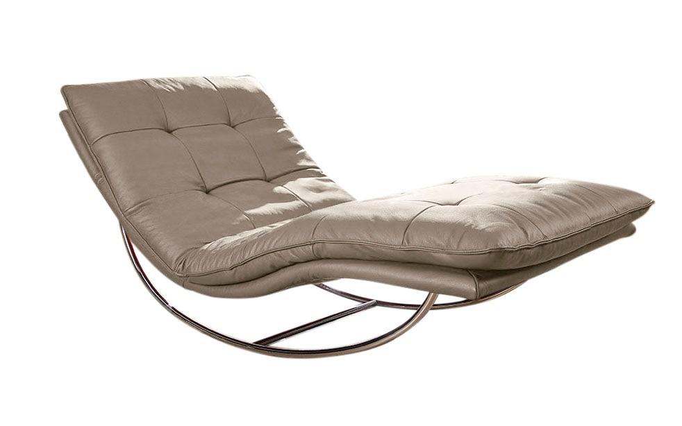 Relaxliege W.SCHILLIG "daily dreams", braun (stone z59), B:95cm H:85cm T:169cm, Longlife Xtra-Leder Z59: Glattleder mit modischer Prägung. Hautstärke 0, 9 - 1, 1 mm, Sofas, Relaxliege, in Waffelkissen-Optik, Schaukelgestell Chrom glänzend, in 2 Breiten