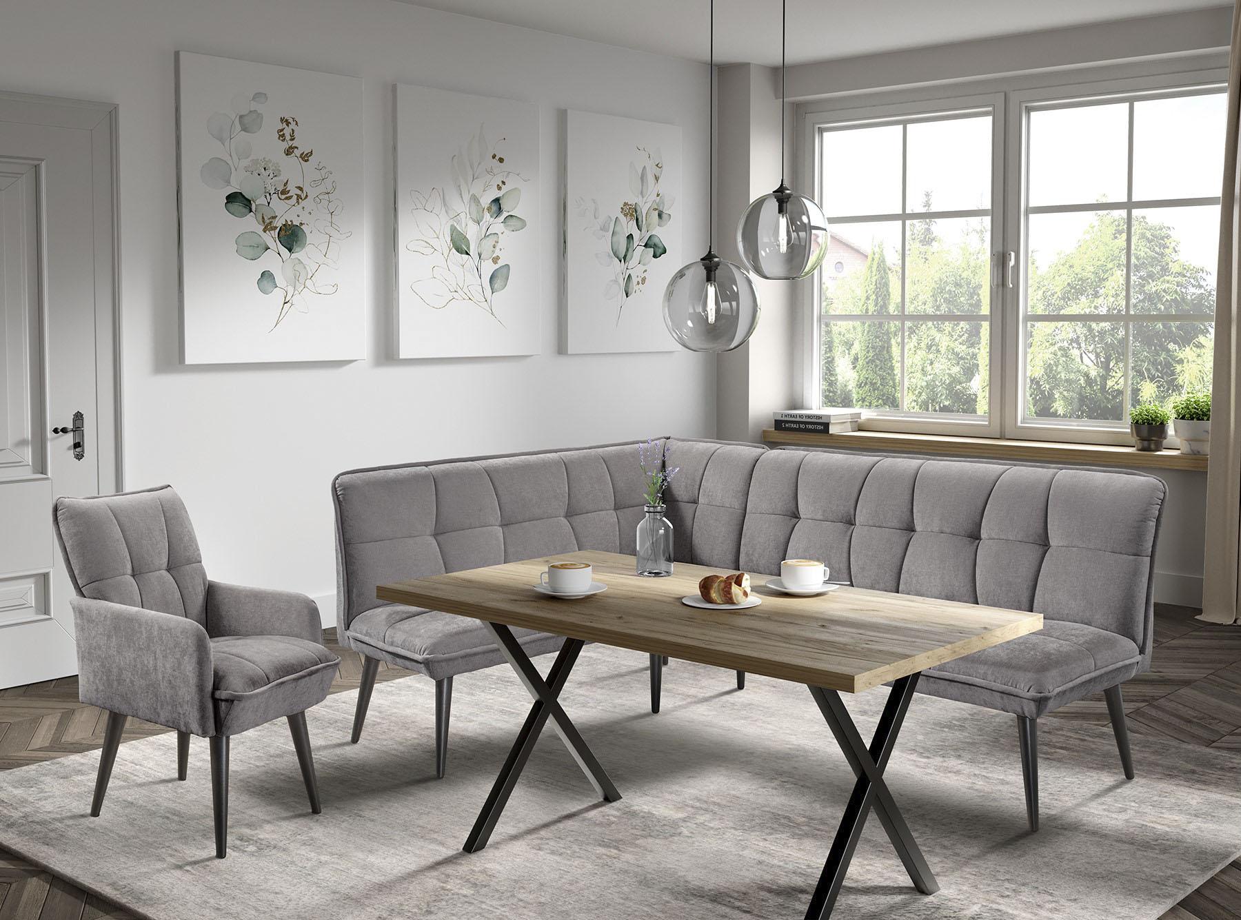 Eckbank EXXPO - SOFA FASHION "Mocca Essbank, Sitzbank", cappucino, B:240cm H:94cm T:161cm, Sitzbänke, Eckbank, hoher Sitzkomfort, bequem und elegant, hochwertige Detailverarbeitung