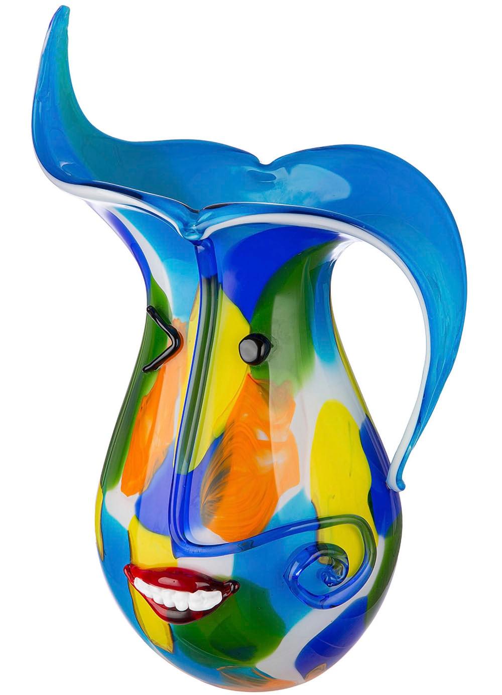 Tischvase CASABLANCA BY GILDE "Glasart Designvase "Augusto" aus Glas", bunt, B:24cm H:40cm T:20cm, Glas, Vasen, Tischvase, durchgefärbt, handgearbeitet und mundgeblasen