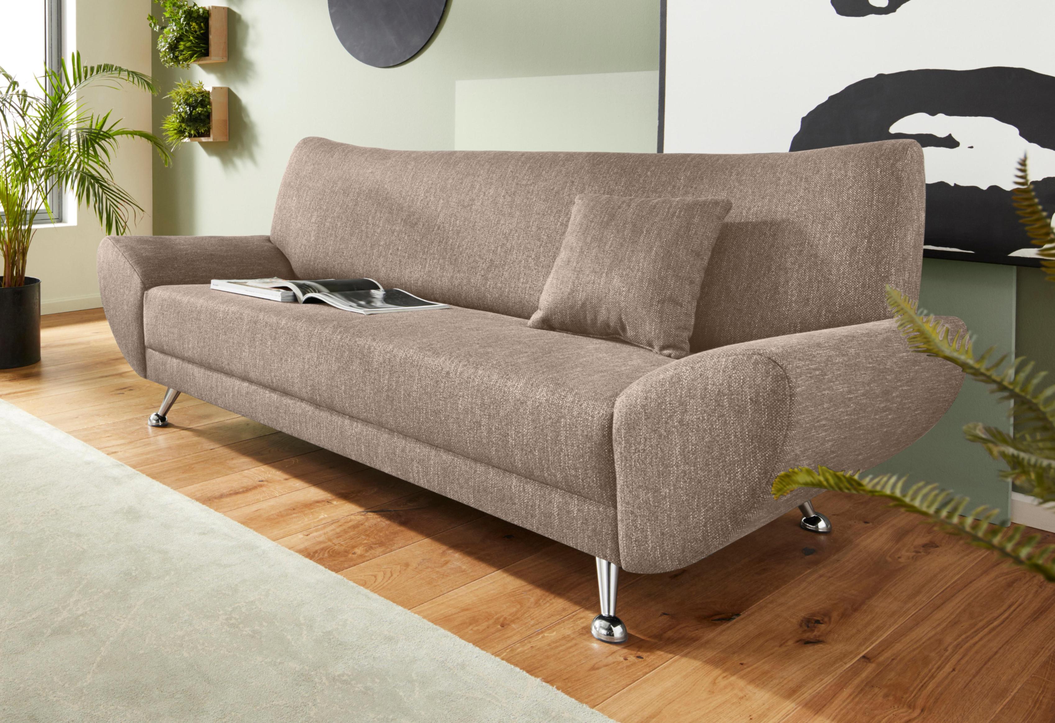 3-Sitzer HOME AFFAIRE "Saltare elegant und komfortabel, toller Designfuß", beige, B:205cm H:78cm T:82cm, Kunstleder SOFTLUX;Luxus-Microfaser ALCAZAR (100% Polyester);Feinstruktur (100% Polyester), Sofas, 3-Sitzer