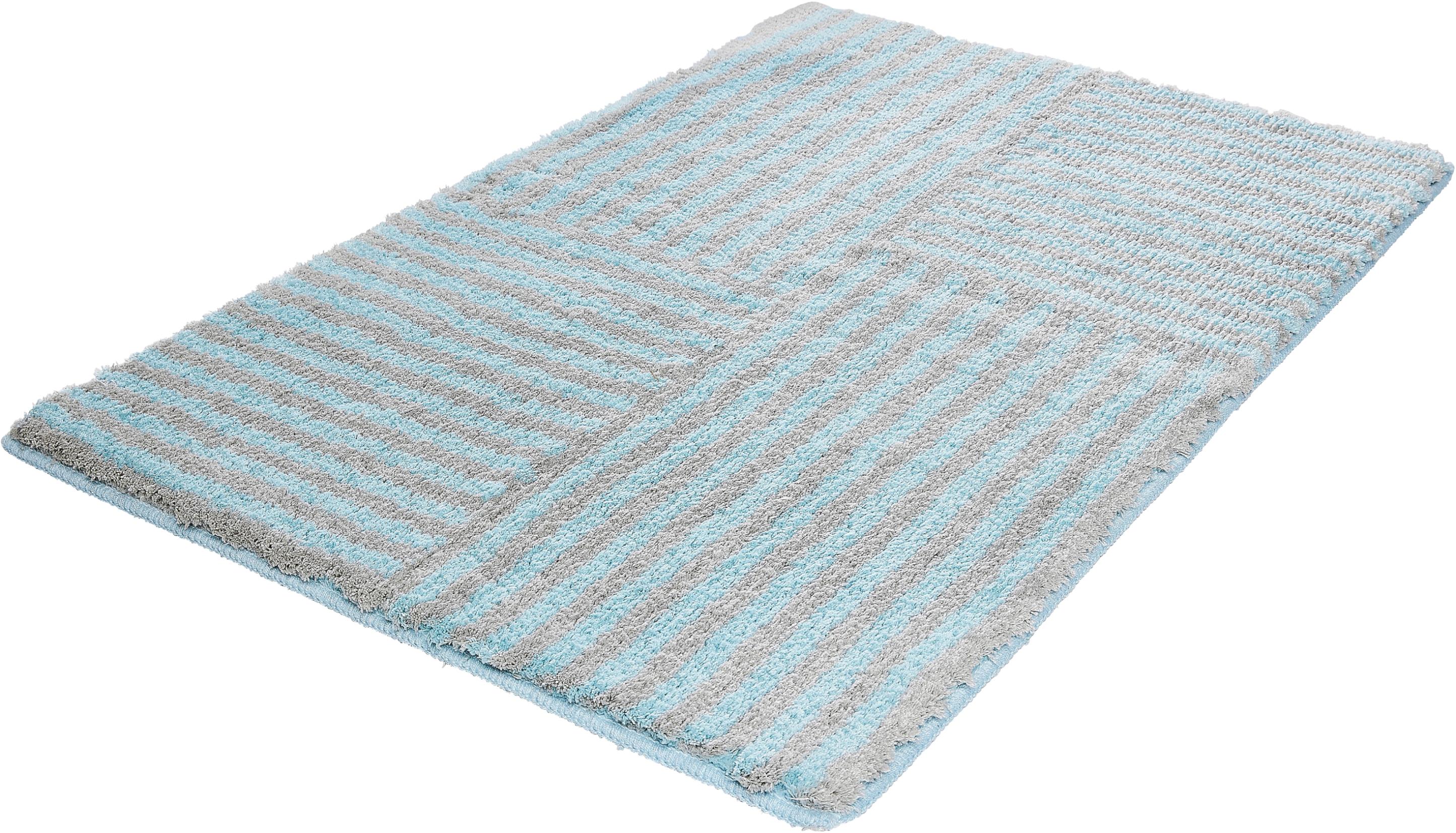 Badematte KLEINE WOLKE "Chelsea", grün (opal), H:20mm, Polyester, Badematten, Badematte, Badteppich, modernes Design, gestreift