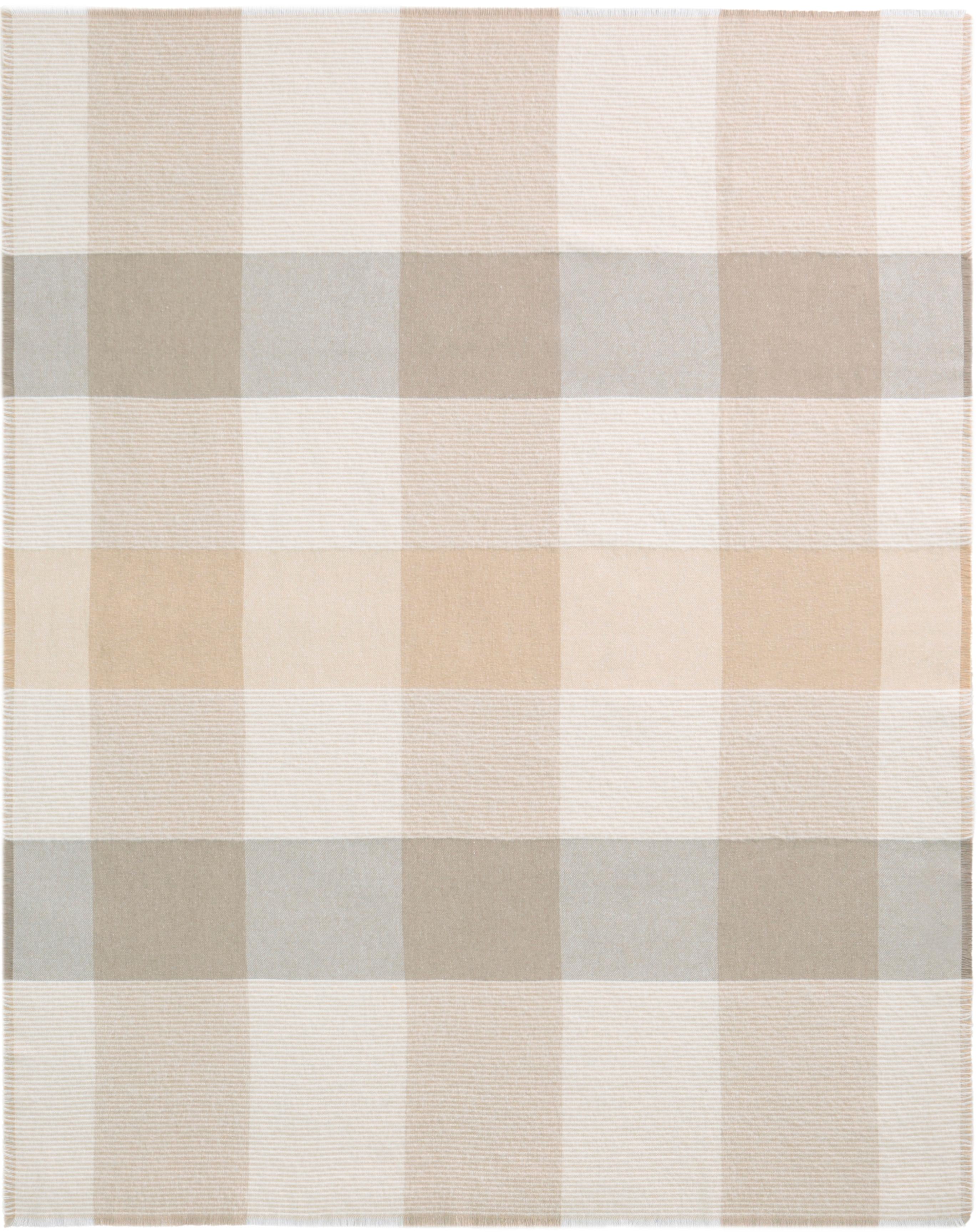 Plaid BIEDERLACK "Plaid White Bouclé", braun, B:130cm L:170cm, Baumwolle, Polyacryl, Polyamid, Polyester, Wolle, Wohndecken, Plaid, in klassischem Karodesign