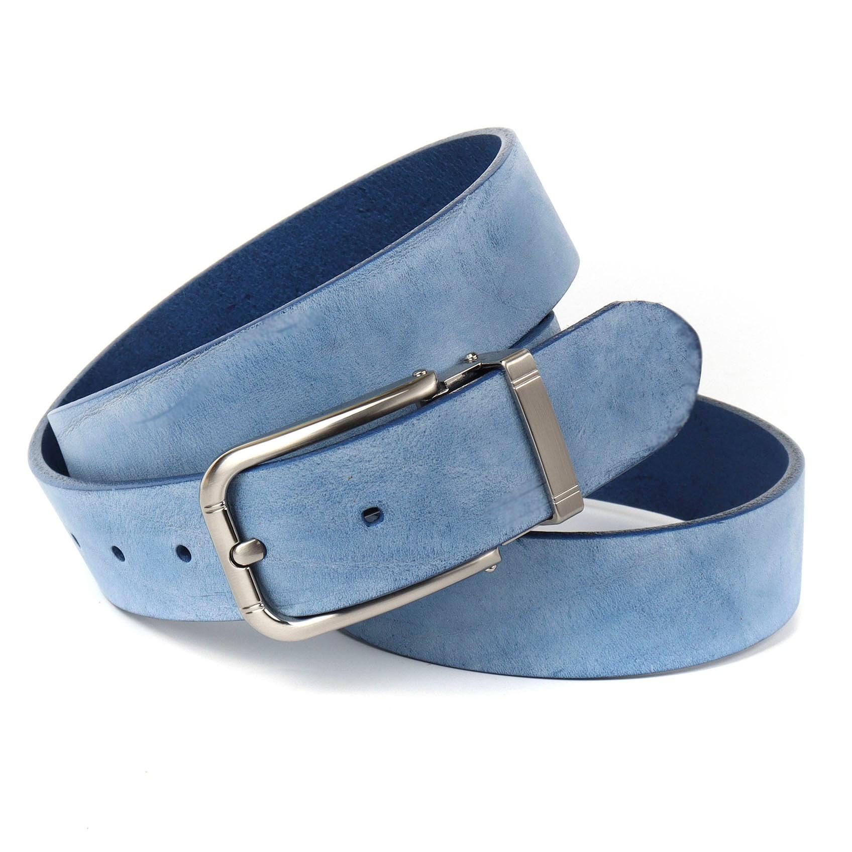 Ledergürtel ANTHONI CROWN, Herren, Gr. 105, blau (hellblau), Leder, unifarben, Gürtel Ledergürtel, Pflanzlich gegerbter Vollrindledergürtel