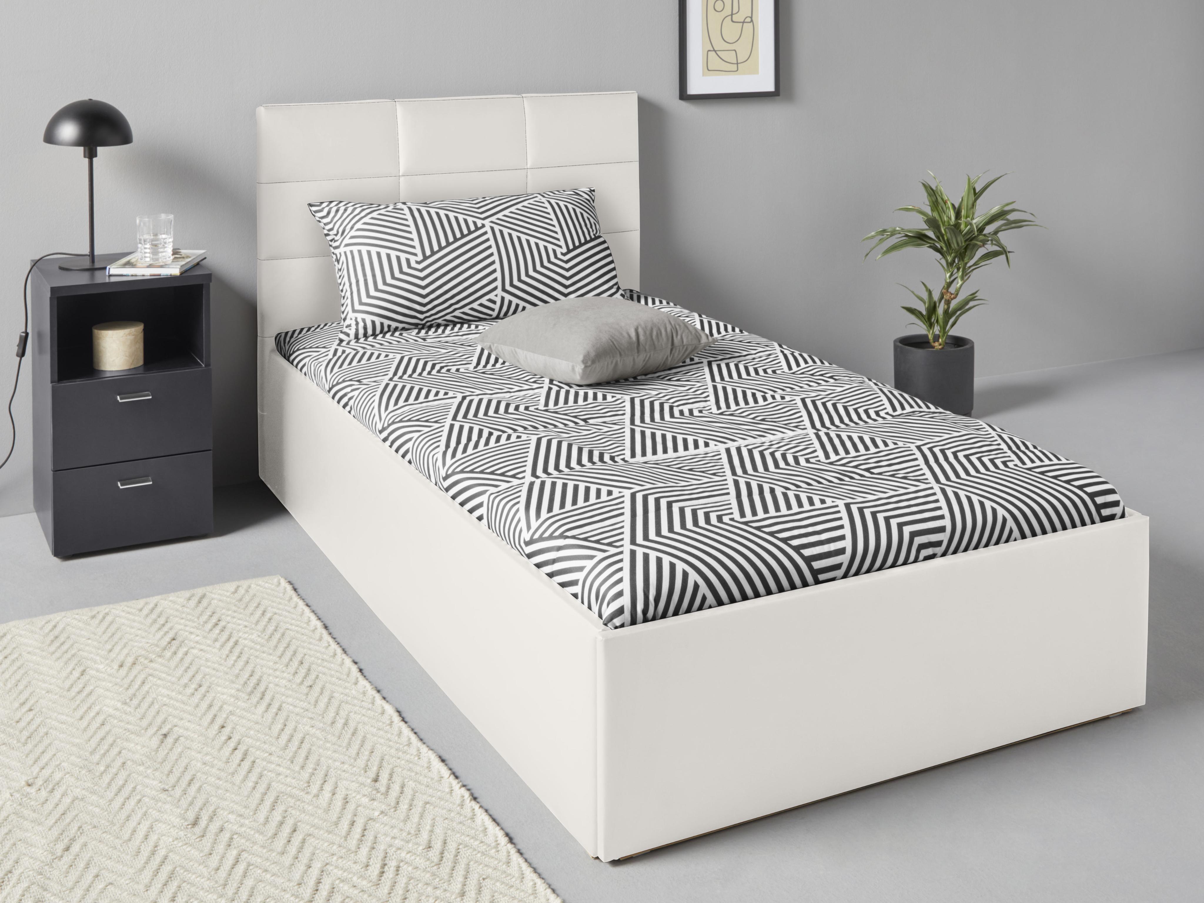 Polsterbett, weiß, B:108cm L:210cm, WESTFALIA SCHLAFKOMFORT, Betten, Polsterbett, inkl. Bettkasten bei Ausführung mit Matratze, in 2 Höhen