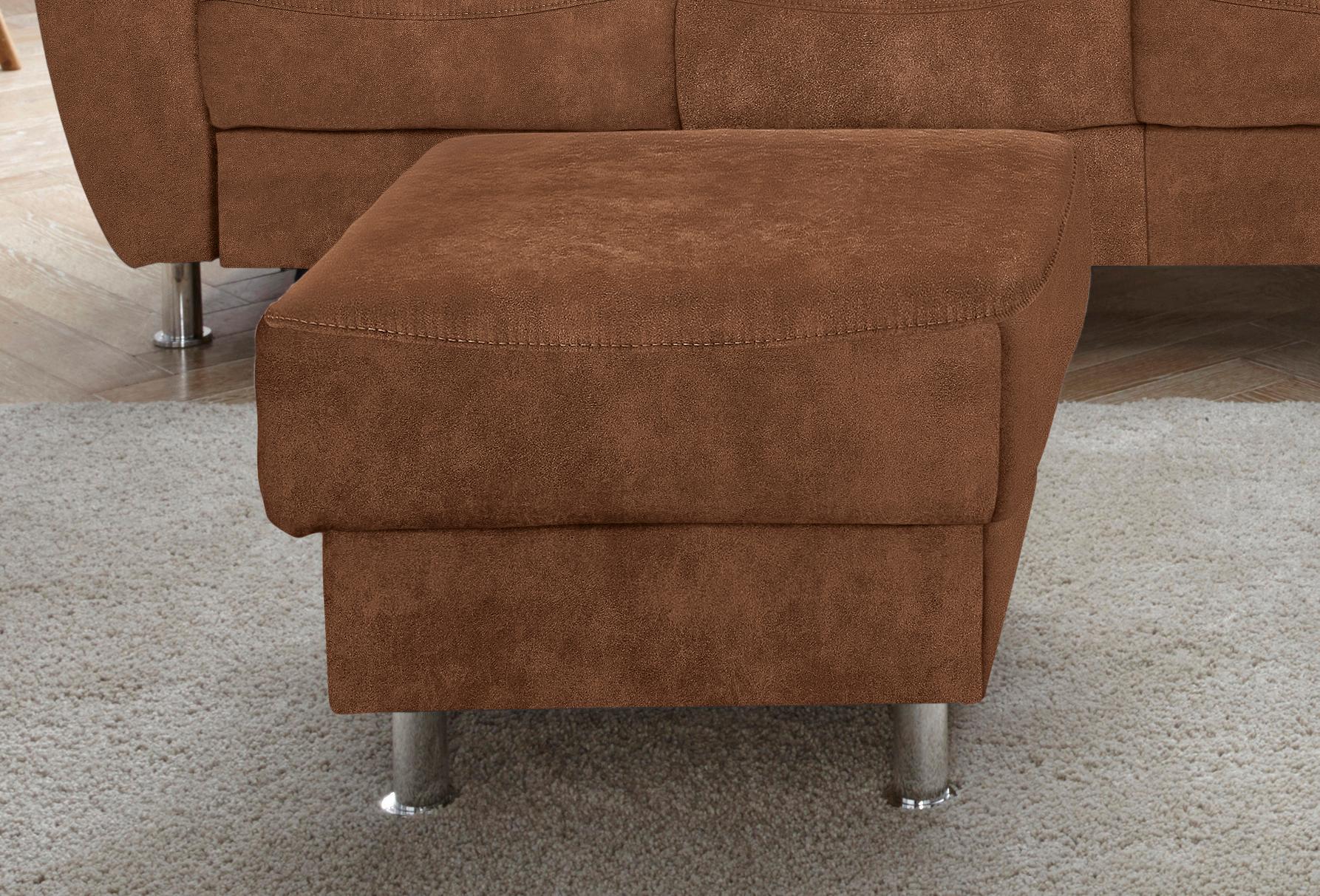 Hocker SIT & MORE "Salsa", braun (cognac), B:61cm H:45cm T:61cm, Struktur (100% Polypropylen);Bedruckte Microfaser (100% Polyester);Luxus-Microfaser ALTARA NUBUCK (100% Polyester), Hocker, Hocker
