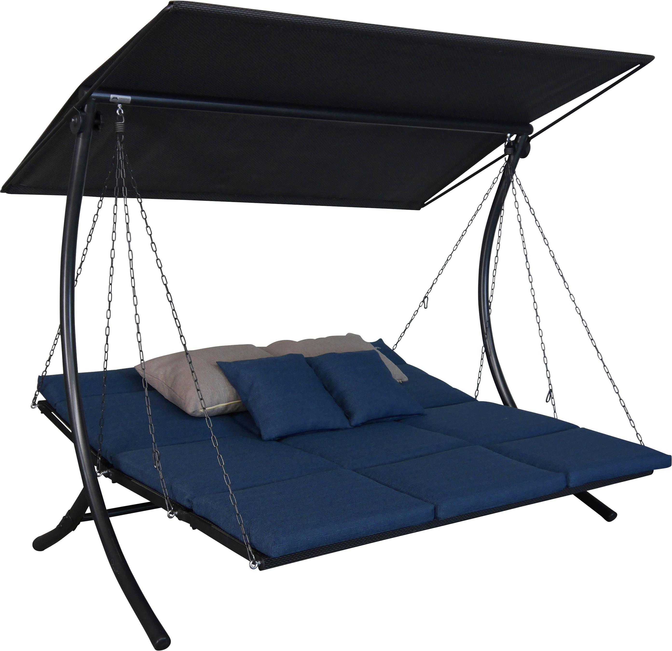 Hollywoodschaukel "Swing Smart denim", blau, B:210cm H:160cm T:145cm, Obermaterial: 100% Polyester, ANGERER FREIZEITMÖBEL, Hollywoodschaukeln, Hollywoodschaukel