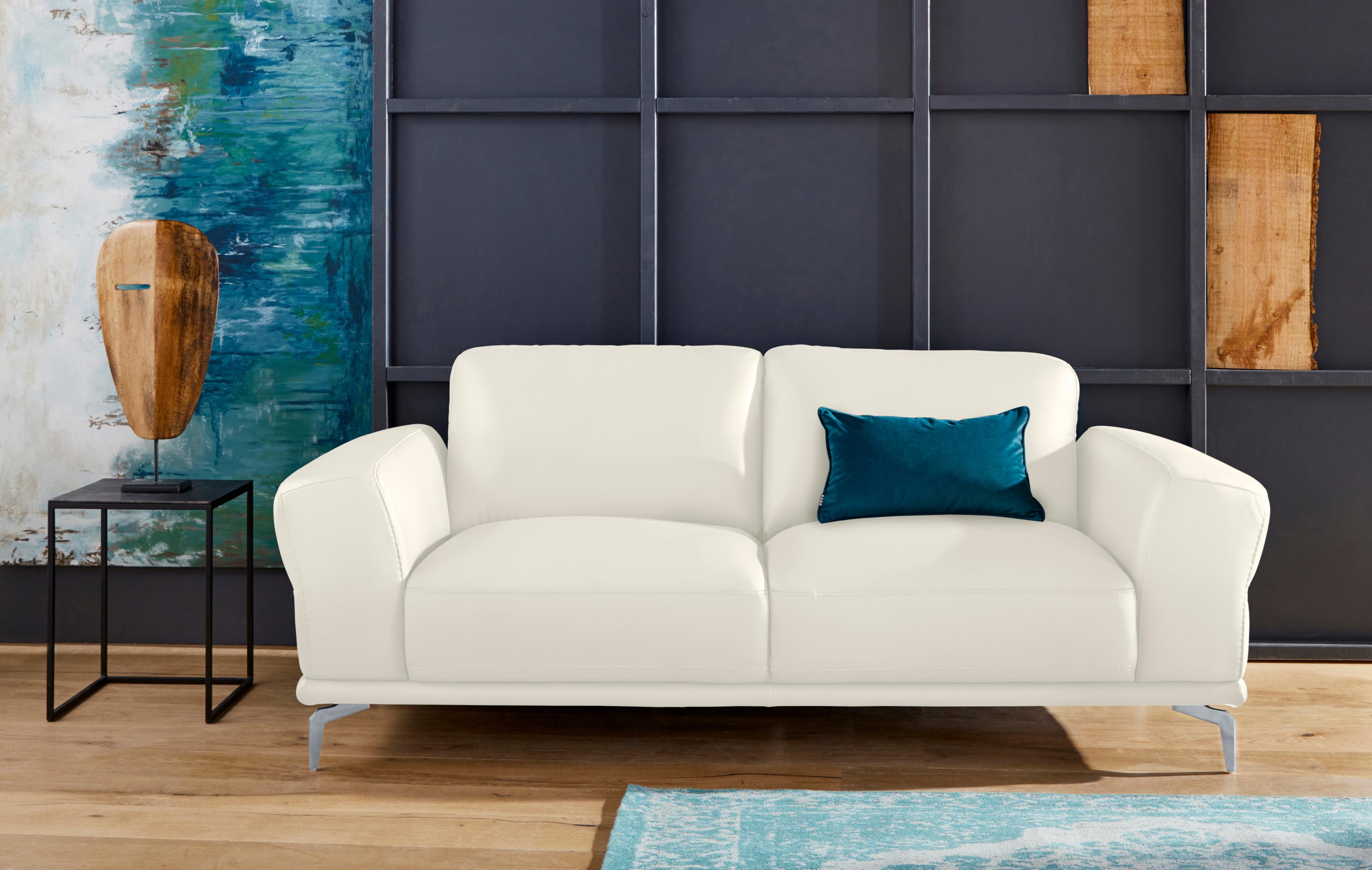 2-Sitzer W.SCHILLIG "montanaa", weiß (weiß z59), B:192cm H:78cm T:94cm, Sofas, 2-Sitzer, mit Metallfüßen in Silber matt, Breite 192 cm