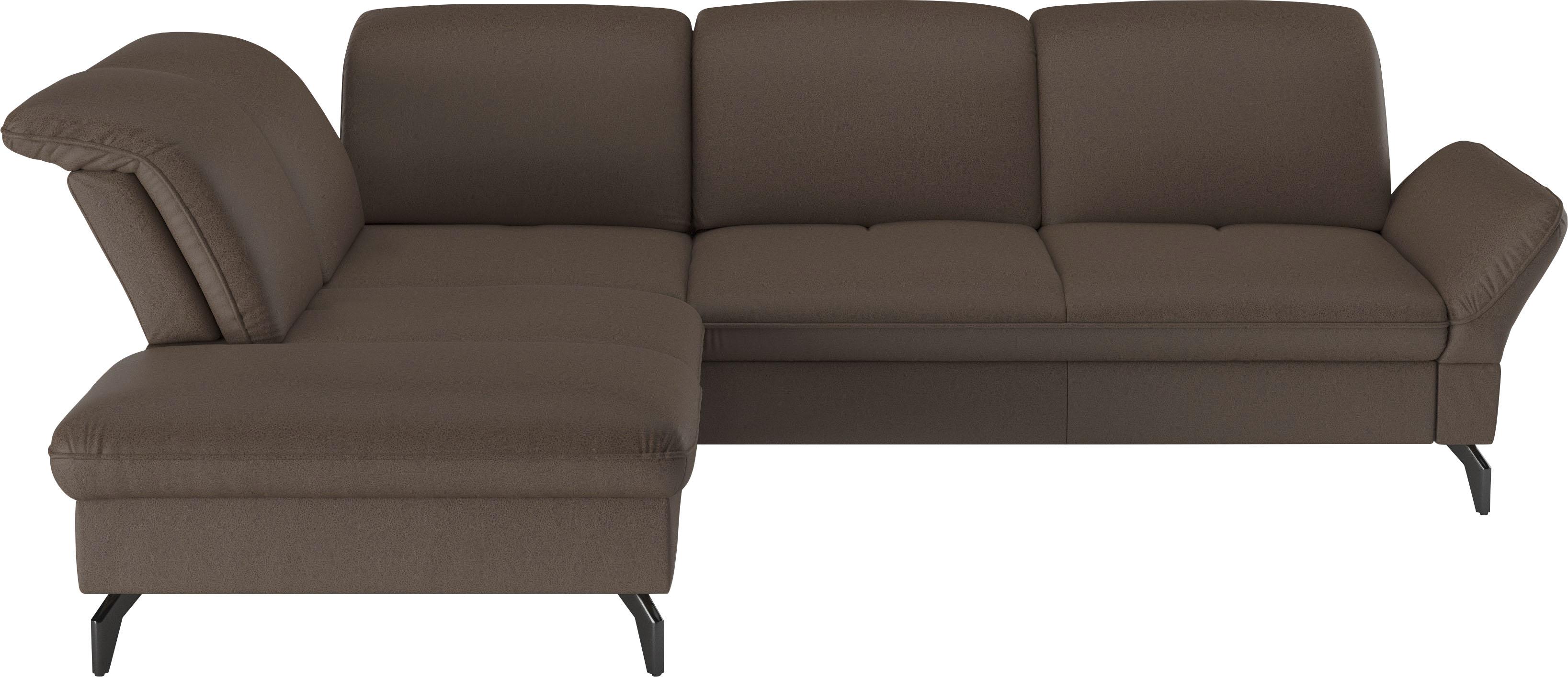 Ecksofa SIT & MORE "Leandro L-Form", braun (dunkelbraun), B:288cm H:88cm T:242cm, 100% Polyester, Sofas, Ecksofa, Wahlweise mit Bett-, Kopfteil - und Armlehnfunktion, sowie Stauraum
