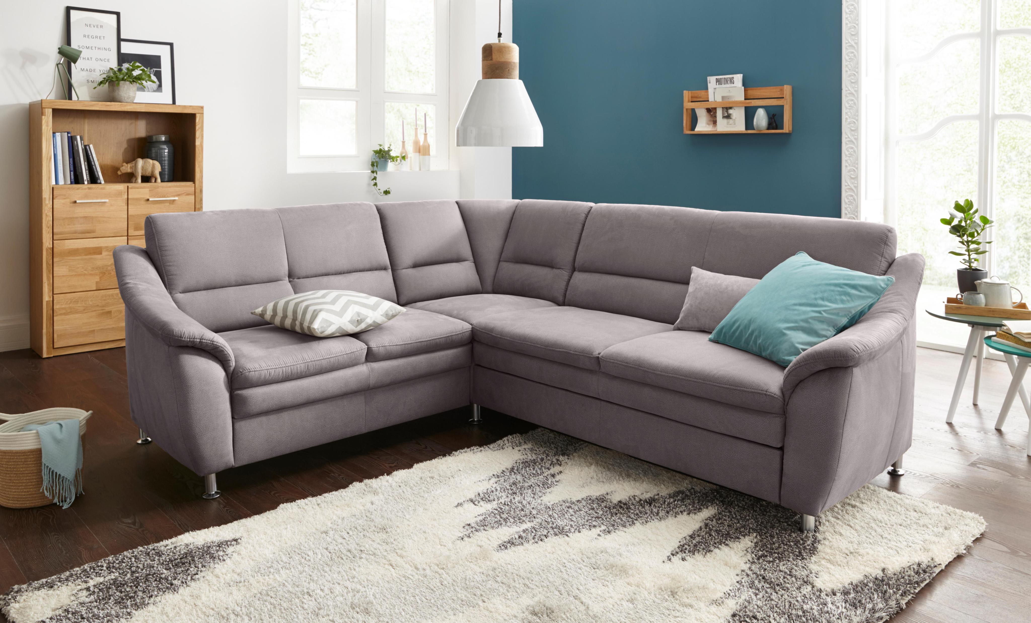 Ecksofa SIT & MORE "Cardoso L-Form", grau (steel), B:249cm H:90cm T:209cm, Flachgewebe (100% Polyester);Struktur (100% Polyester);Luxus-Microfaser (90% Polyester, 10% Polyamid), Sofas, Ecksofa, mit Federkern, wahlweise mit Bettfunktion und Schubkasten