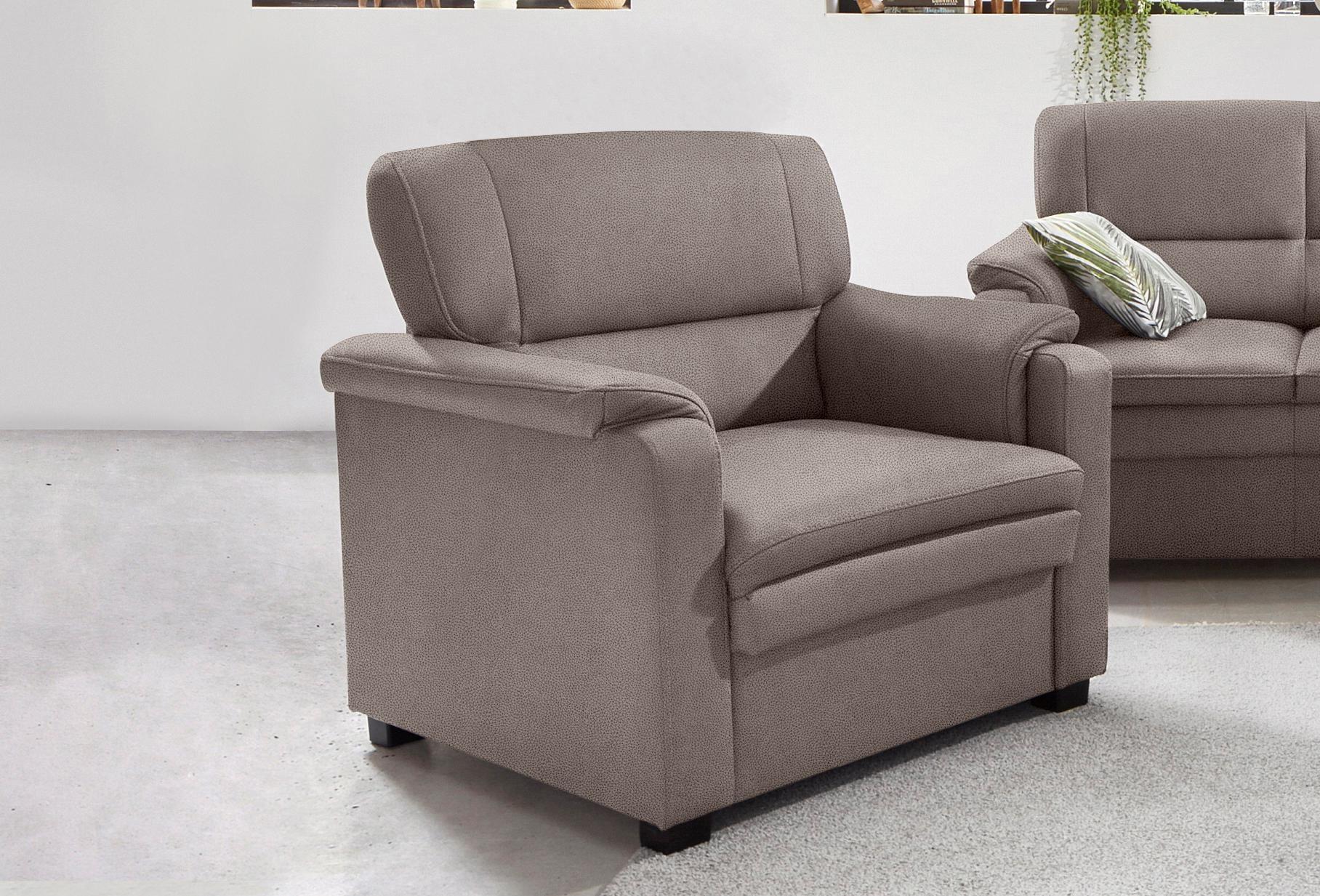 Sessel SIT & MORE "Pisa", grau (steel), B:86cm H:89cm T:90cm, NaturLEDER: Bitte beachten Sie, dass Lederbezüge mehr Nähte aufweisen als Stoffbezüge.;Luxus-Microfaser ALTARA NUBUCK (100% Polyester);NaturLEDER Punch (echtes Rindsleder) in Sitz und Rücken. Korpus in passendem Kunstleder SOFTLUX bezogen, Sessel, Sessel, mit Federkern