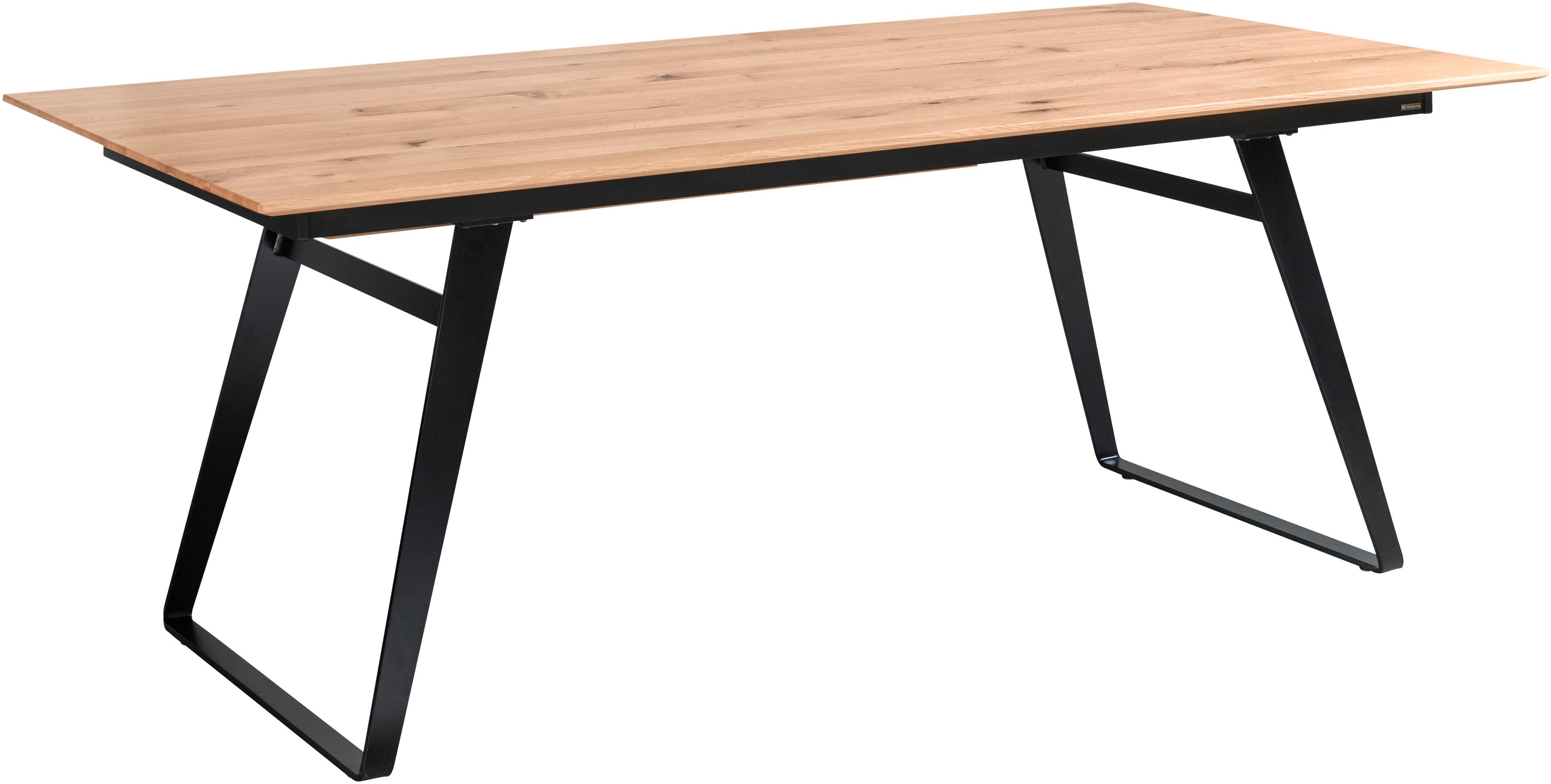 Esstisch MUSTERRING "Tavia", schwarz, B:220cm H:76cm T:100cm, Tische, Esstisch, Bügelgestell in 3 Farben, Platte Charakter-Eiche geölt, ausziehbar