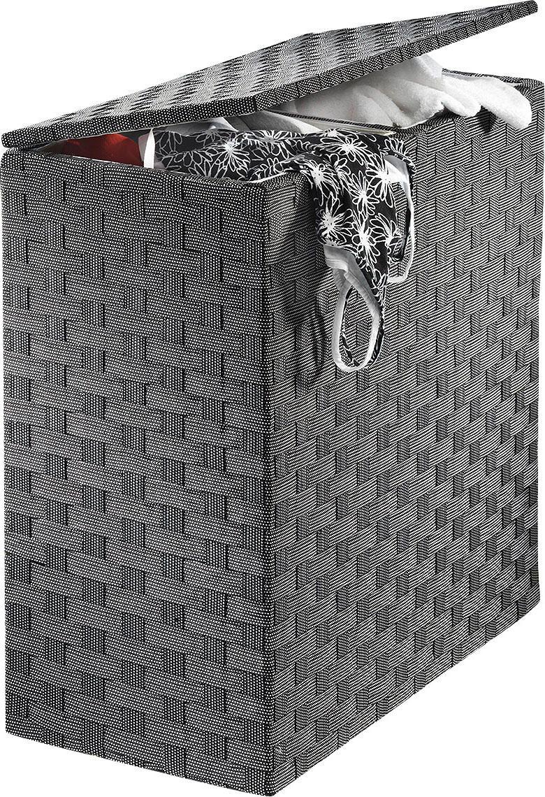 Wäschesortierer LOCKER, schwarz, B:65cm H:64cm T:31cm, Holzwerkstoff, MDF, Wäschesammler, Wäschesortierer, mit Klappdeckel