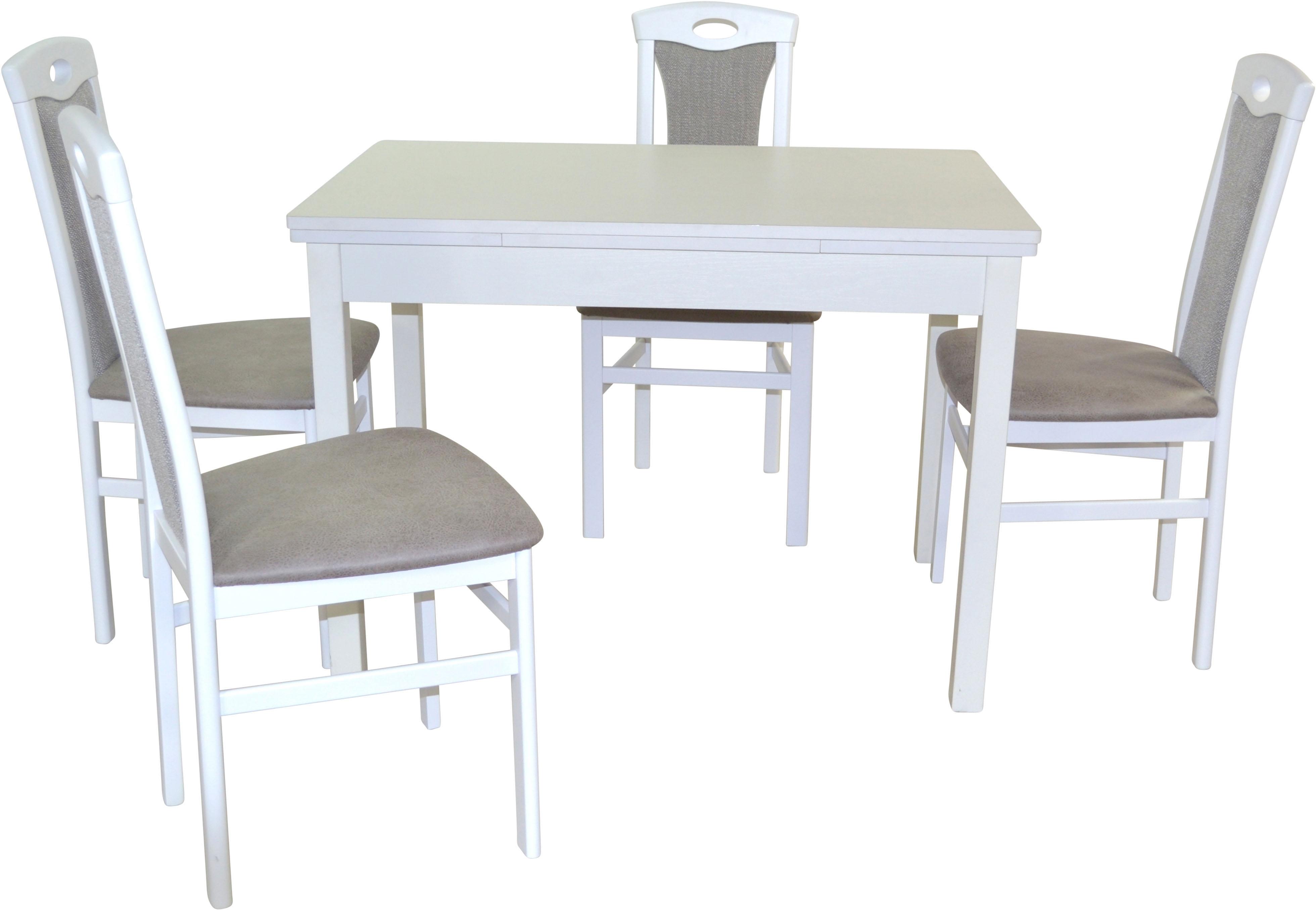 Essgruppe "5tlg. Tischgruppe", weiß (weiß, grau, weiß), B:45cm H:95cm T:48cm, FSC-zertifiziertes Massivholz, HOFMANN LIVING AND MORE, Sitzmöbel-Sets, Essgruppe, Stühle montiert