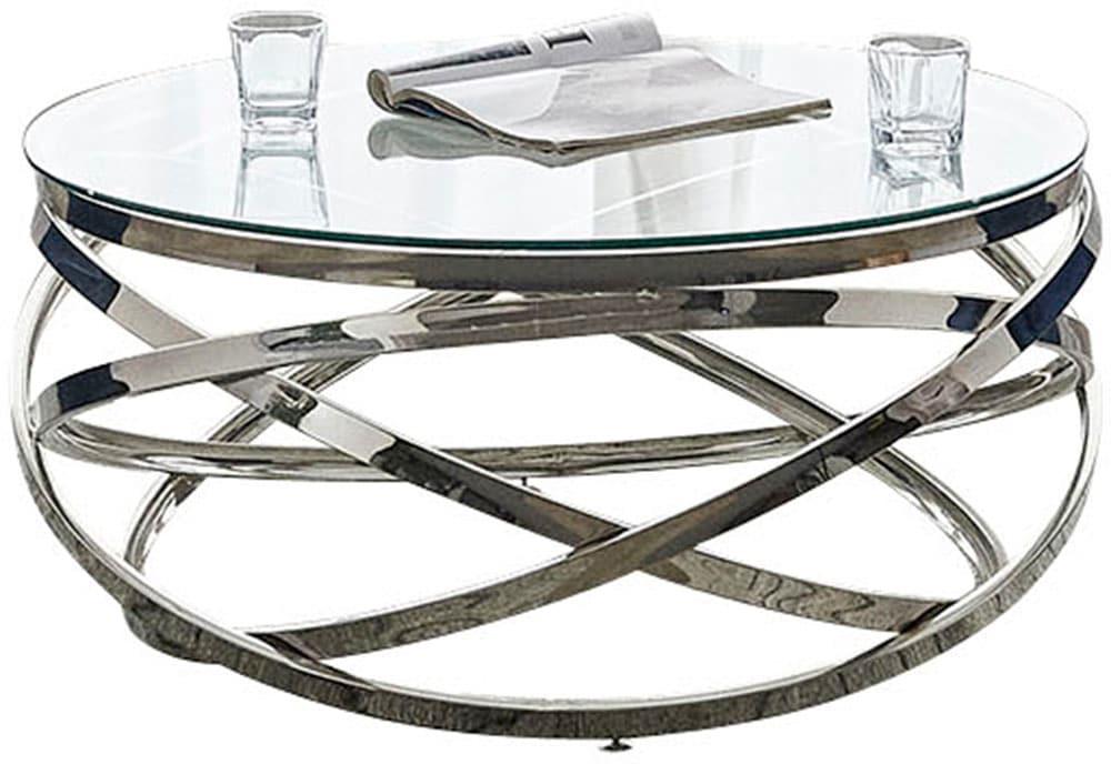 Couchtisch SALESFEVER "mit Design-Gestell in Stainless Steel für stilvolles Wohnen", silber (silber, silber, klarglas), B:80cm H:42cm T:80cm, Metall, Sicherheitsglas, Tische, Couchtisch, Gestell gefertigt aus rostfreiem Edelstahl