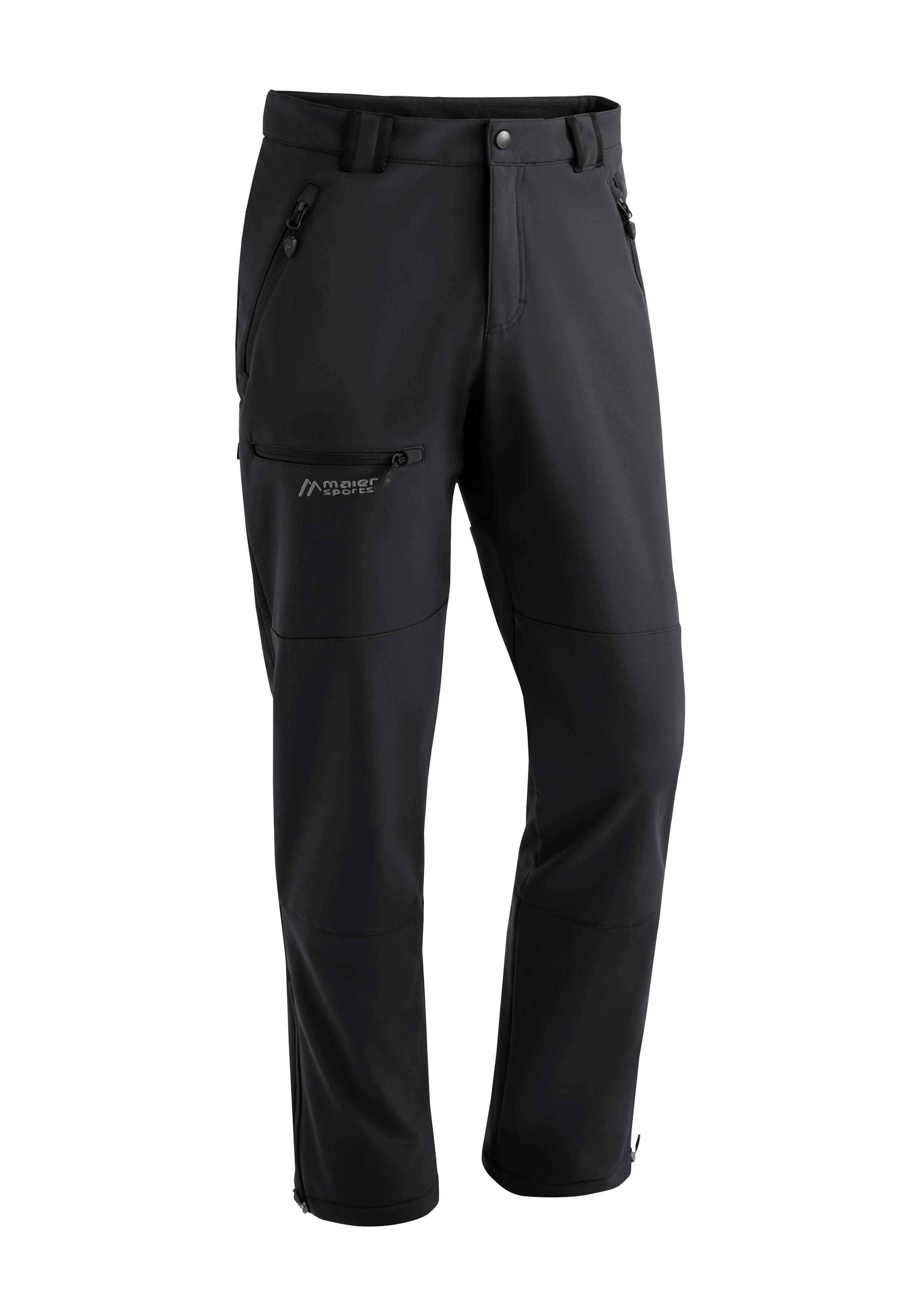 Softshellhose MAIER SPORTS "Adakit M", Herren, Gr. 52, Normalgrößen, schwarz, Vorderseite: 92% Polyester, 8% Elasthan; Rückseite: 100% Polyester, Hosen Softshellhose, Herren Trekkinghose, atmungsaktive Outdoorhose, Regular Fit