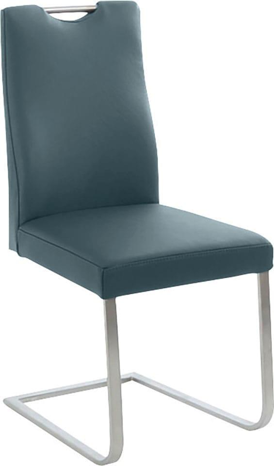 Freischwinger K+W KOMFORT & WOHNEN "6194", beige (zypresse 21, edelstahlfarbig), B:47cm H:100cm T:61cm, Stühle, Freischwinger, mit praktischem Griff oben am Rücken, Gestell aus Edelstahl