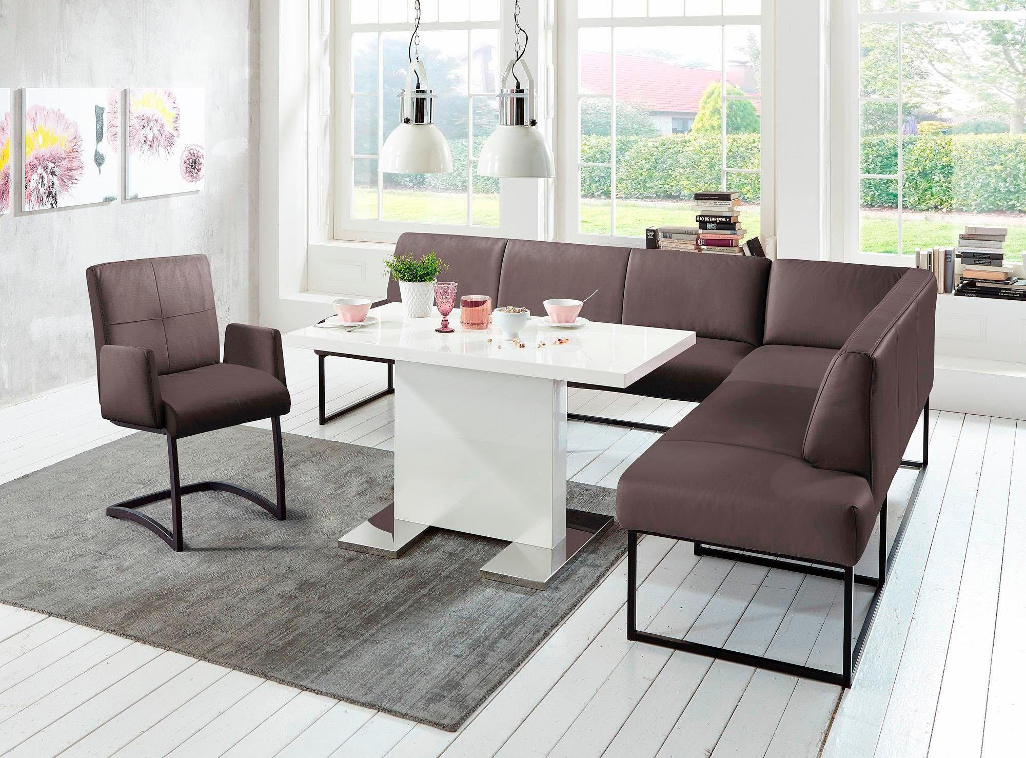 Eckbank EXXPO - SOFA FASHION "Affogato, hoher Sitzkomfort, bequem", braun (schoko), B:197cm H:82cm T:265cm, Struktur: Webvelour 100% Polyester, Sitzbänke, Eckbank, Frei im Raum stellbar