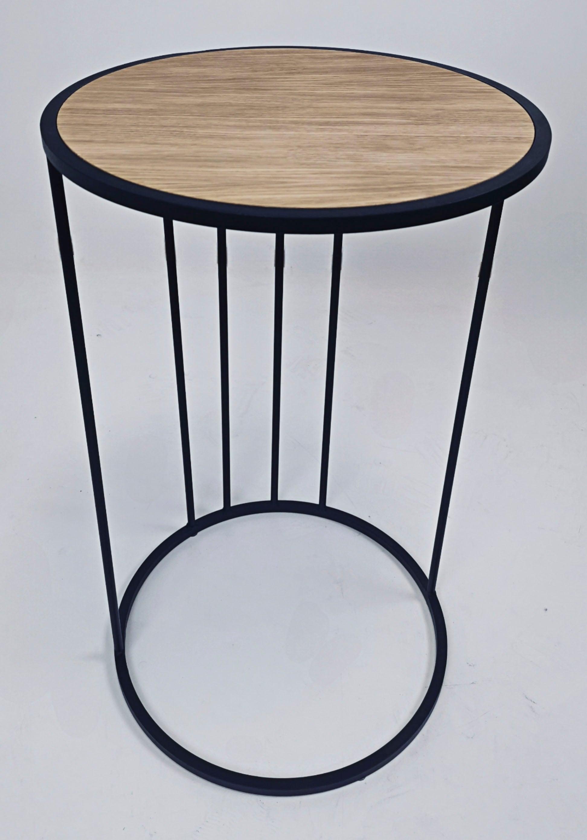 Couchtisch ANDAS "Porvoo", beige (natur, schwarz, natur), B:40cm H:65cm T:40cm, Tische, Couchtisch, Tischplatte mit Eichenholz furniert, Gestell aus Metall