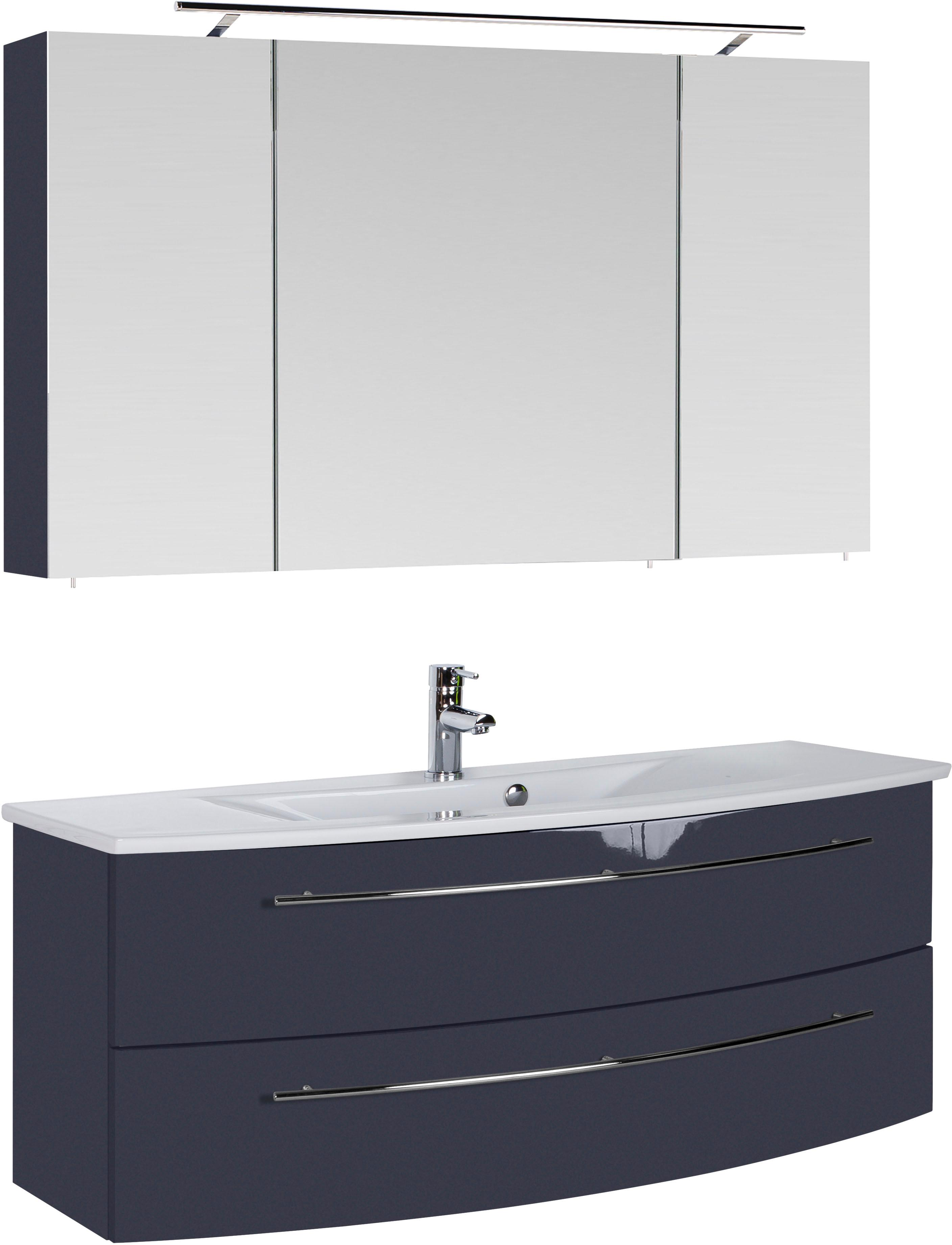Badmöbel-Set SAPHIR "3040", grau (anthrazit glanz, anthrazit glanz), B:120cm, Kastenmöbel-Sets, Badmöbel-Set, Breite 120 cm