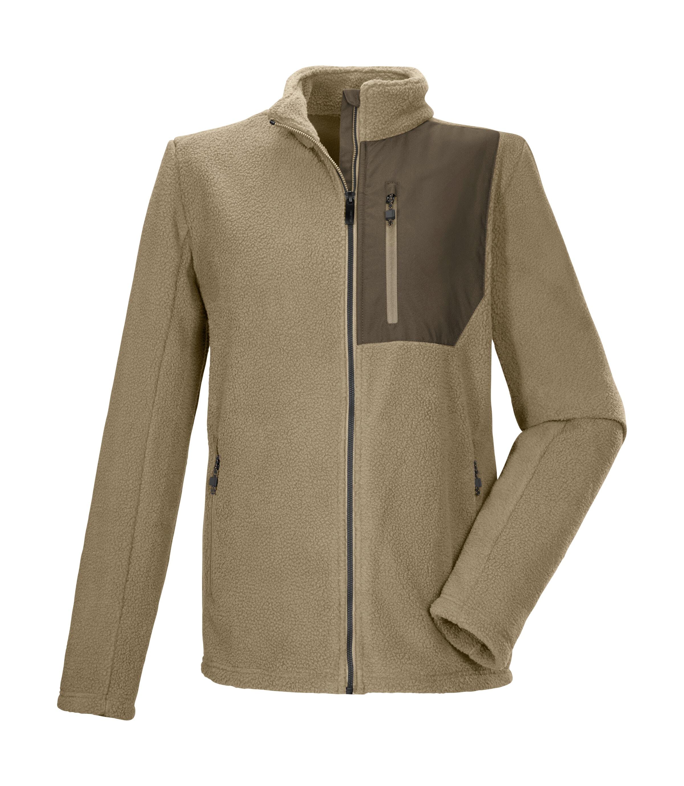 Fleecejacke KILLTEC "KOW 105 MN FLC JCKT", Herren, Gr. XXL, taupe, Obermaterial: 100% Polyester;Obermaterial 2: 100% Polyester;Futter: 100% Polyester, Jacken Fleecejacke, Sherpa Fleecejacke: warm, bequem, Kinnschutz, verschließbare Taschen