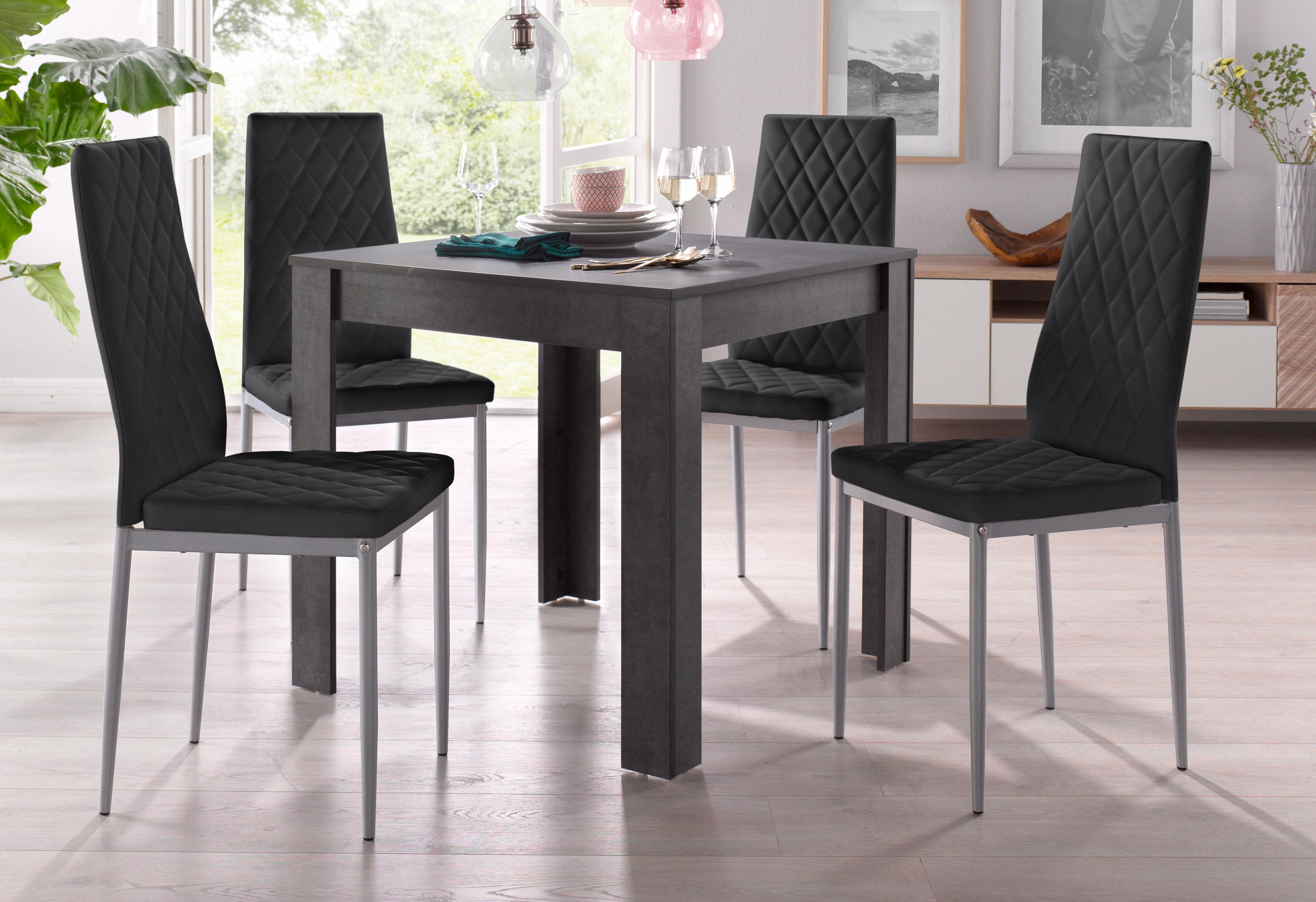 Essgruppe OTTO HOME, grau (schieferfarben, schwarz), Sitzmöbel-Sets, Essgruppe, mit Tisch in schieferfarben, Breite 80 cm