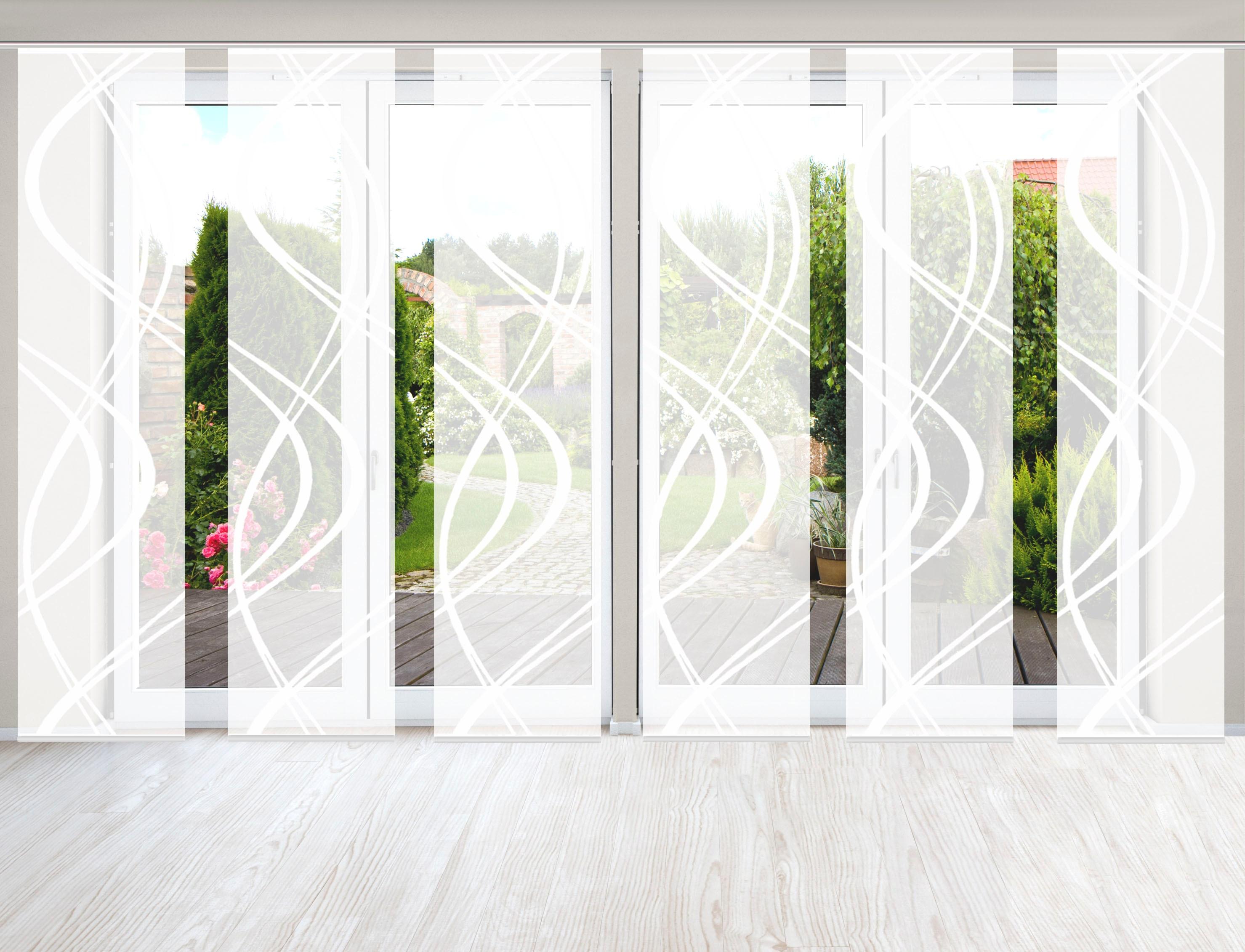 Schiebegardine HOME WOHNIDEEN "TIBERIO 6er SET" Gr. 1, weiß (wollweiß), B:60cm H:245cm, Polyester, Gardinen, Schiebegardine, Schiebegardine 6er SET TIBERIO